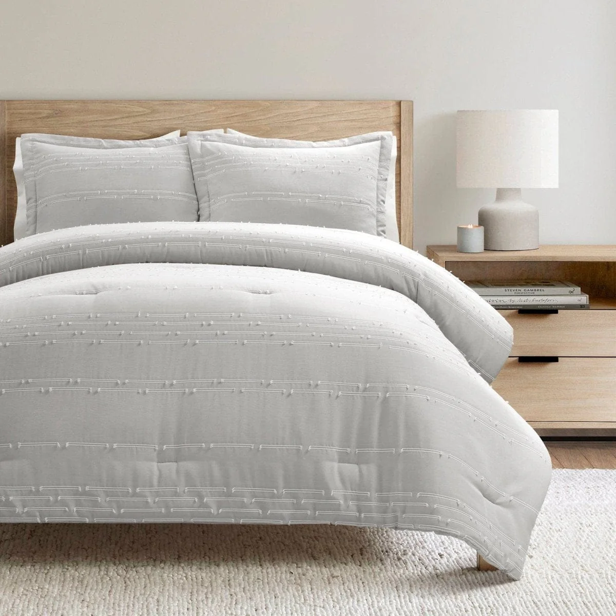 Clipped Stripe Jacquard 3 Piece Comforter Set - Image 3