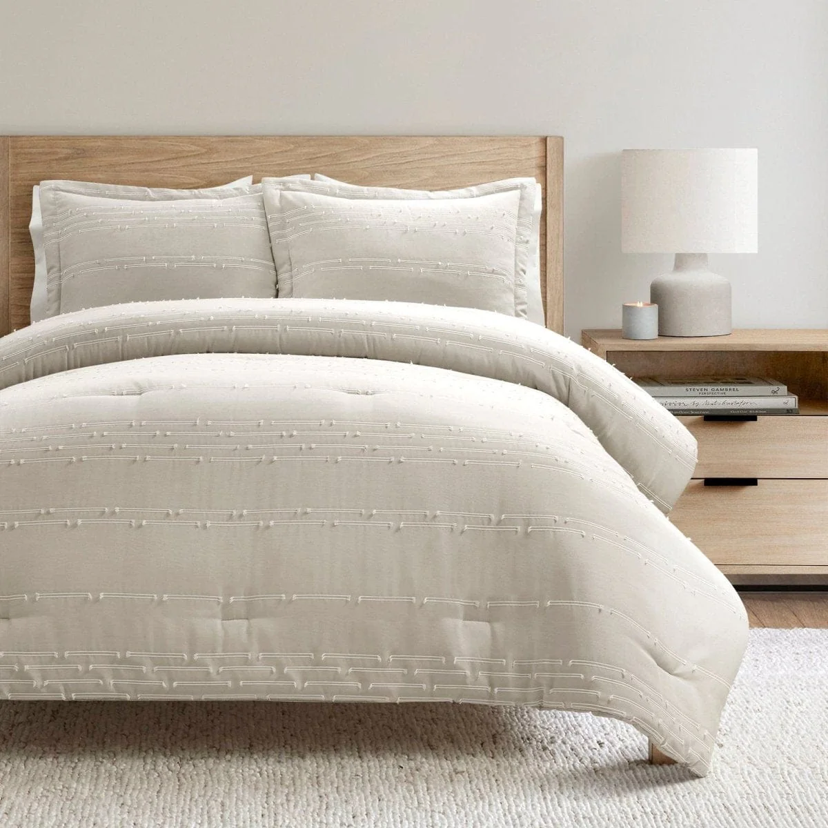 Clipped Stripe Jacquard 3 Piece Comforter Set - Image 6