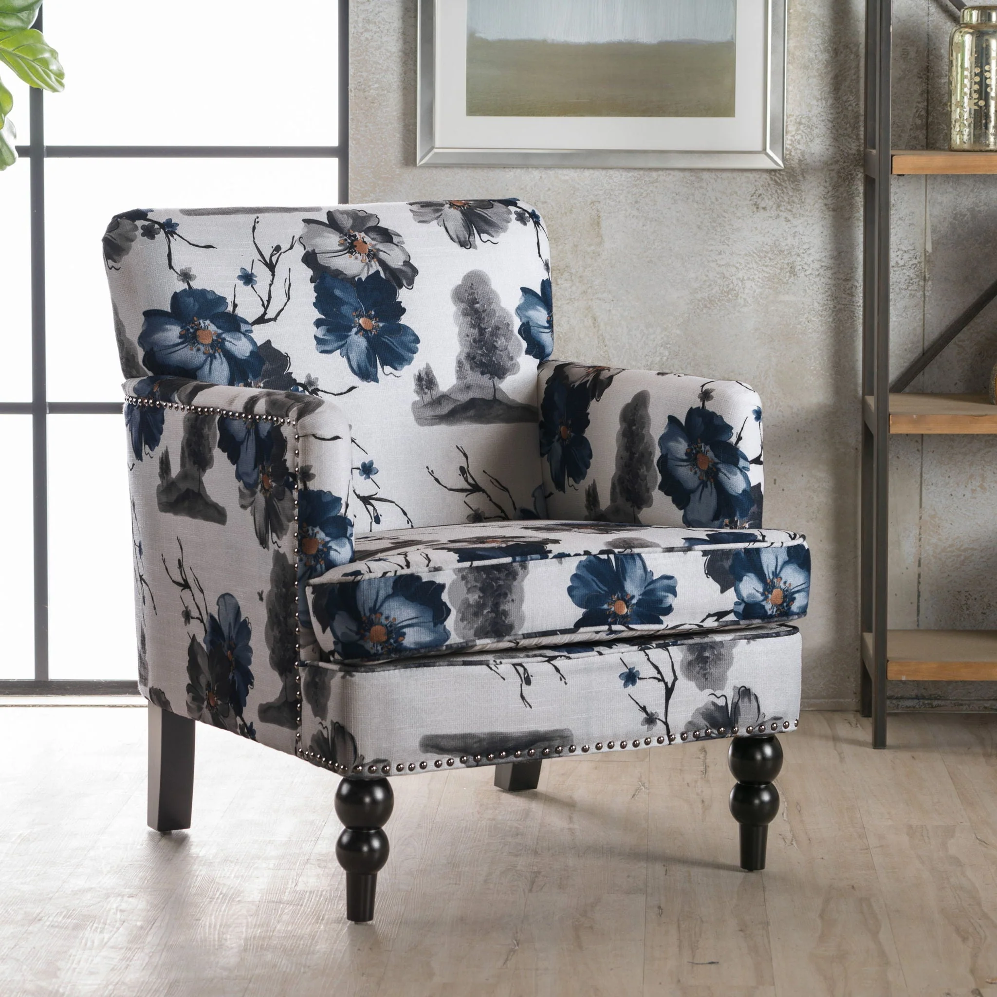 Club Chair With Tapered Birch Wood Legs - Multicolor - Image 4