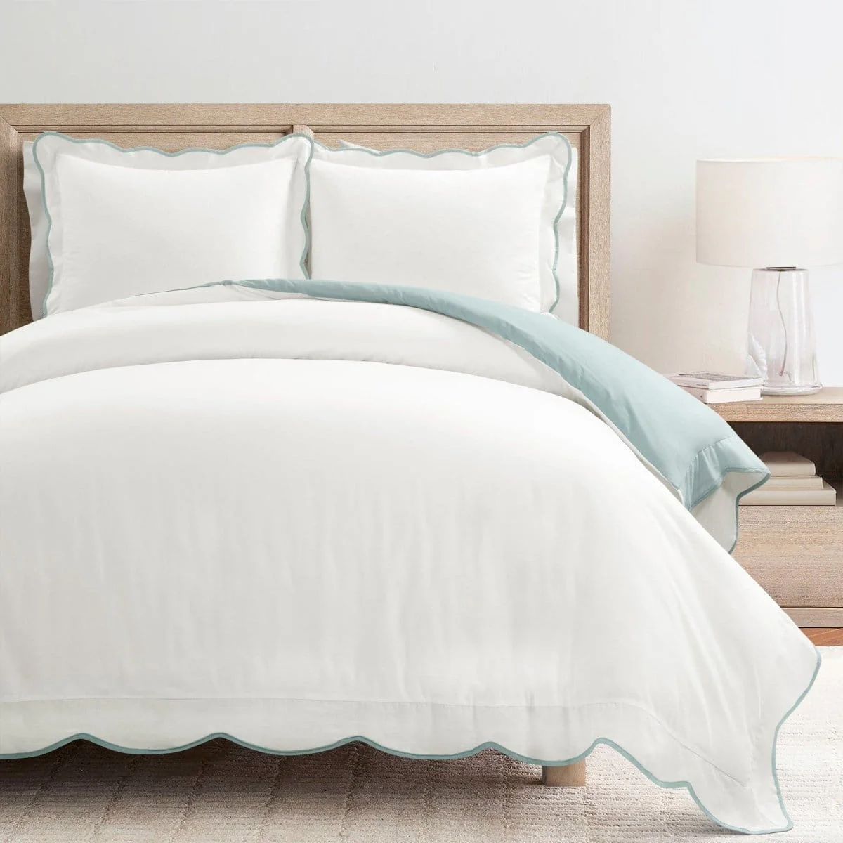 Coastal Chic Scalloped Edge 100% Cotton Reversible Duvet Cover Set - Image 13