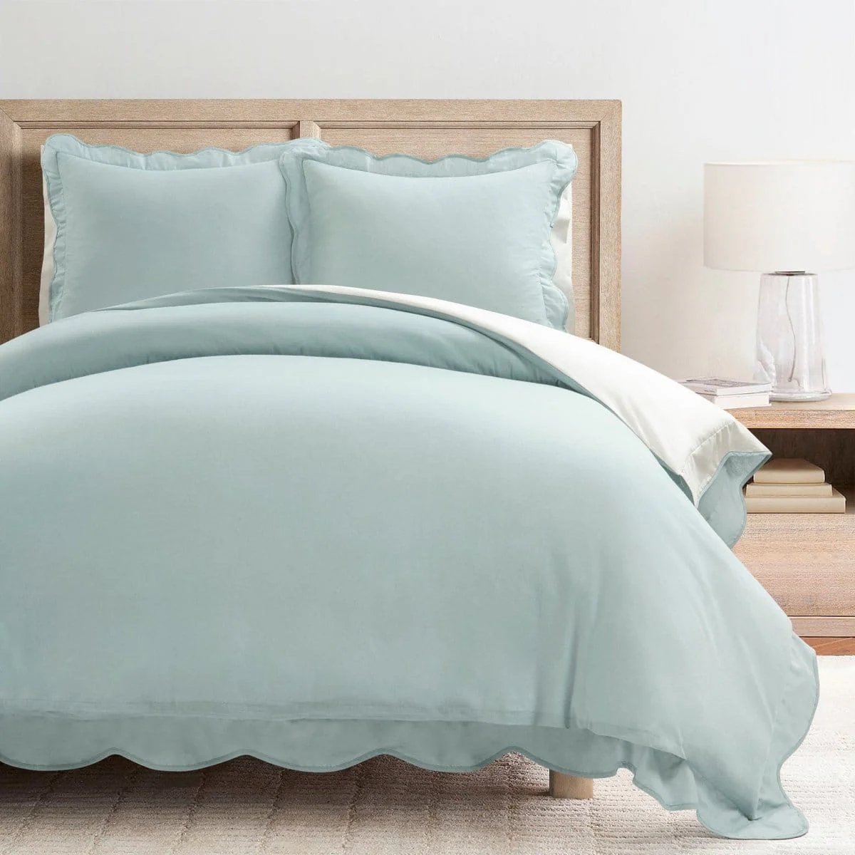 Coastal Chic Scalloped Edge 100% Cotton Reversible Duvet Cover Set - Image 14