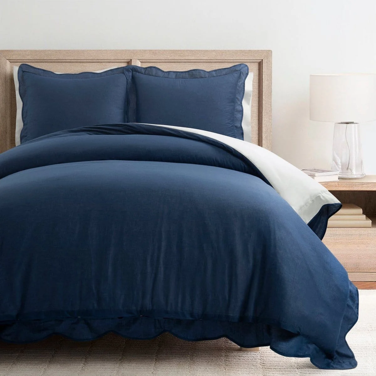 Coastal Chic Scalloped Edge 100% Cotton Reversible Duvet Cover Set - Image 20
