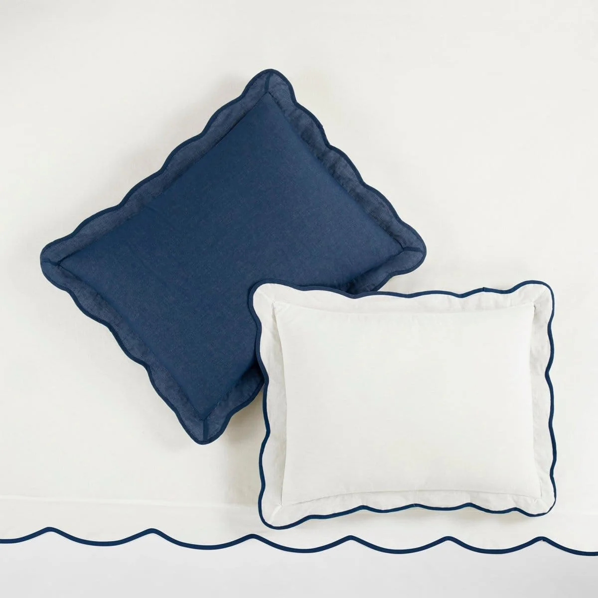 Coastal Chic Scalloped Edge 100% Cotton Reversible Duvet Cover Set - Image 21