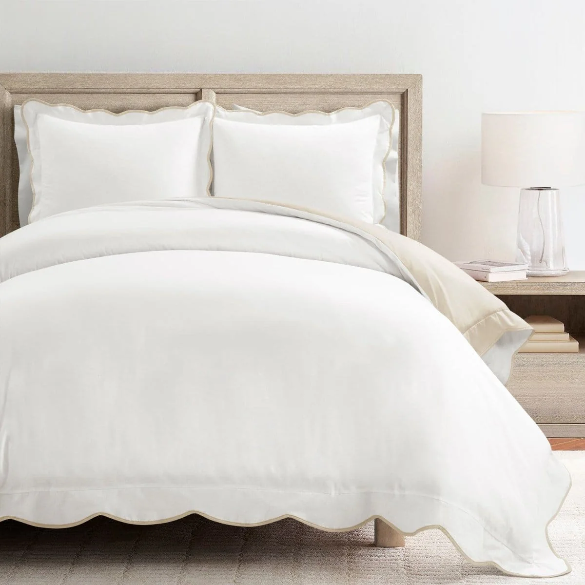 Coastal Chic Scalloped Edge 100% Cotton Reversible Duvet Cover Set - Image 7