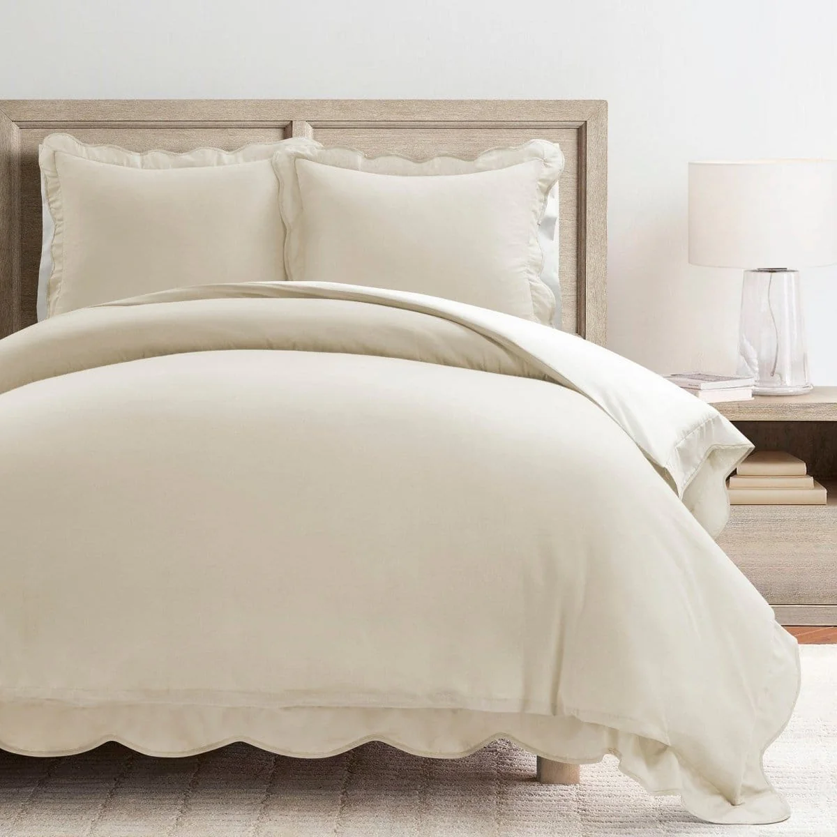 Coastal Chic Scalloped Edge 100% Cotton Reversible Duvet Cover Set - Image 8