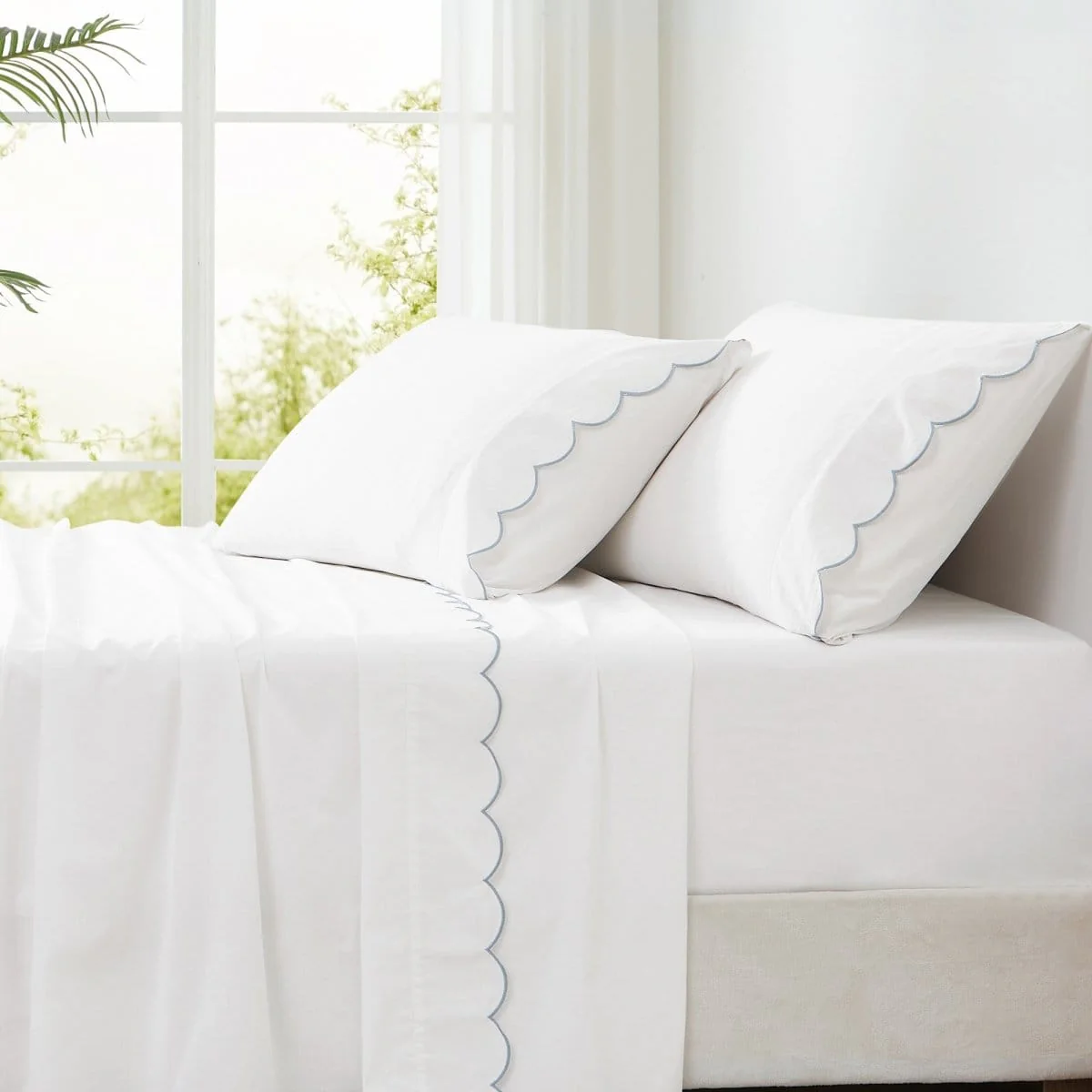Coastal Chic Scalloped Edge Cotton Sheet Set - Image 11