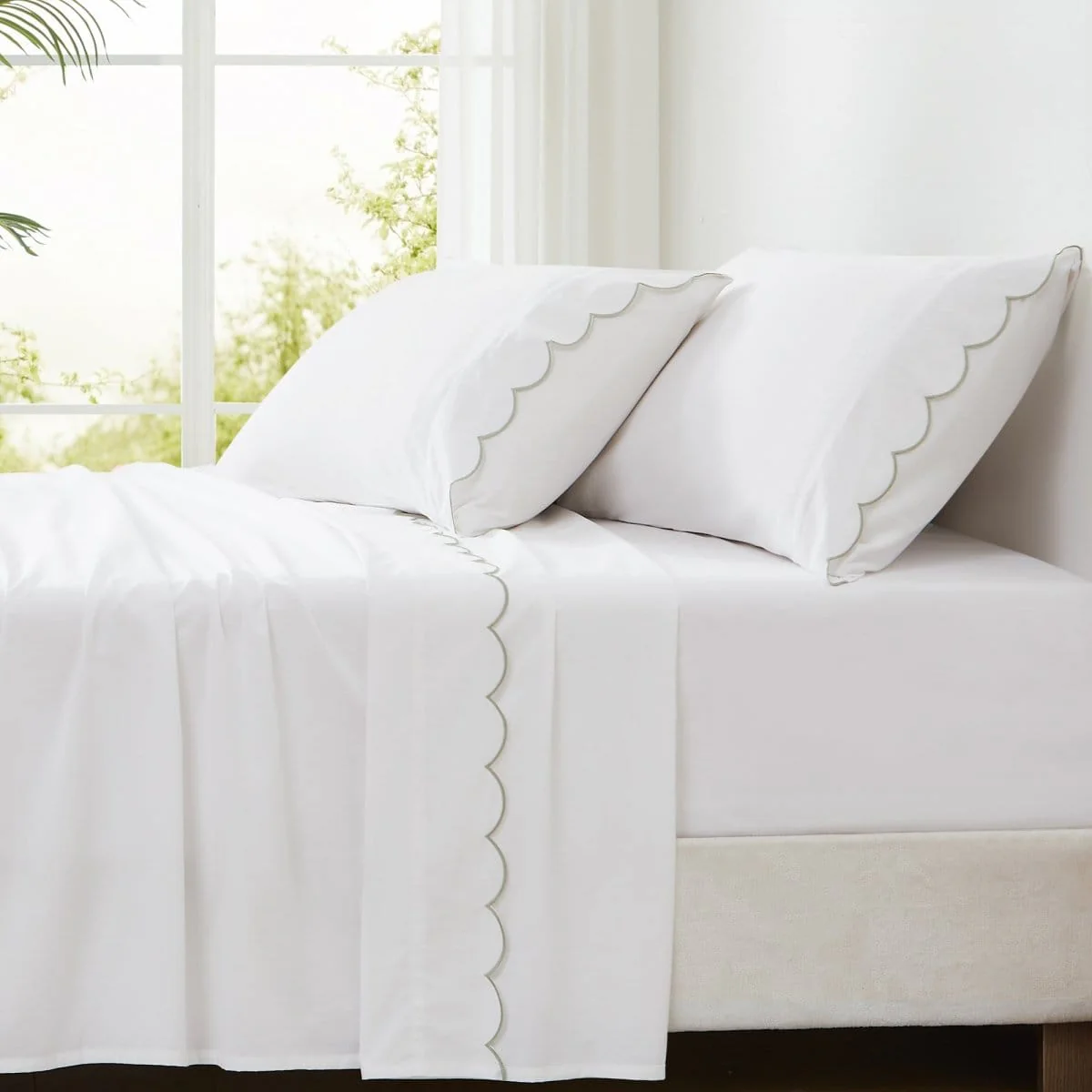 Coastal Chic Scalloped Edge Cotton Sheet Set - Image 43