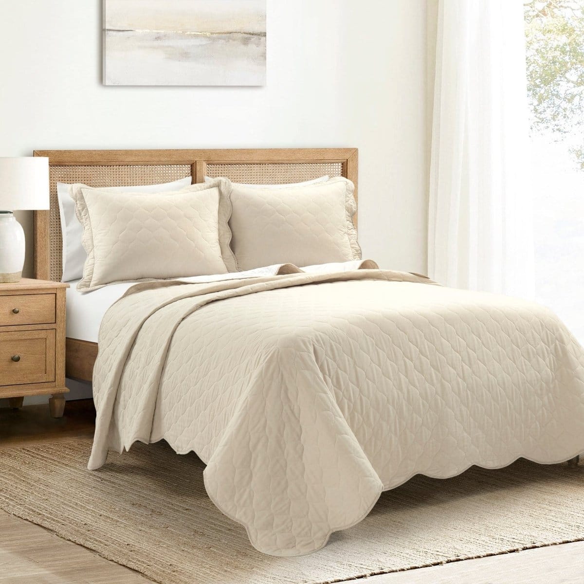 Coastal Chic Scalloped Edge Reversible Quilt 3 Piece Set - Image 10