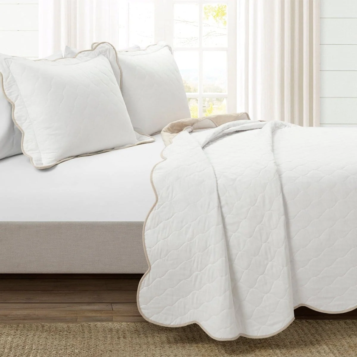 Coastal Chic Scalloped Edge Reversible Quilt 3 Piece Set - Image 11