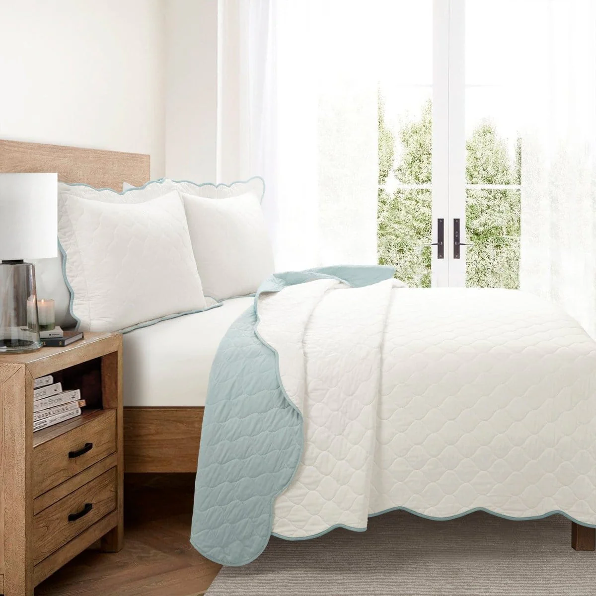 Coastal Chic Scalloped Edge Reversible Quilt 3 Piece Set - Image 27