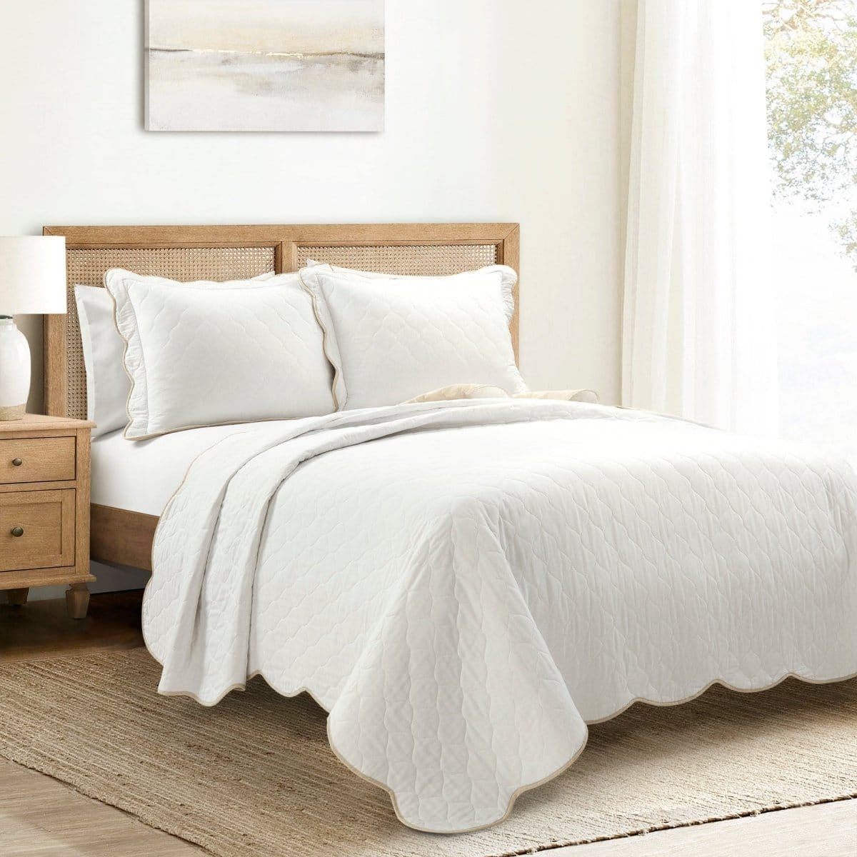 Coastal Chic Scalloped Edge Reversible Quilt 3 Piece Set - Image 9