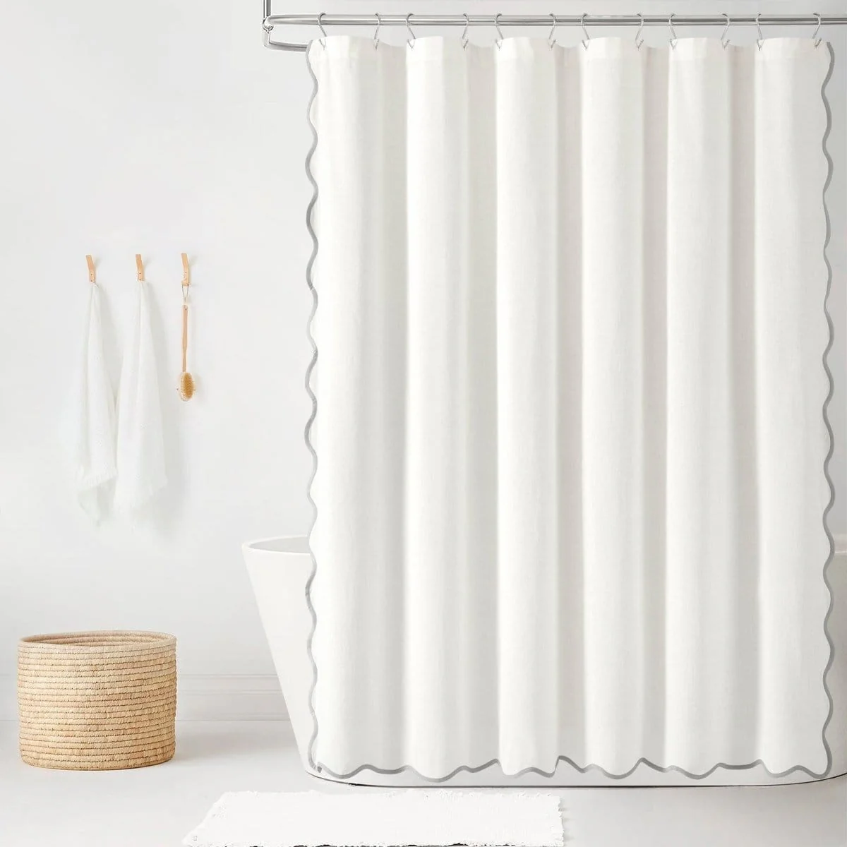 Coastal Chic Scalloped Edge Shower Curtain - Image 3