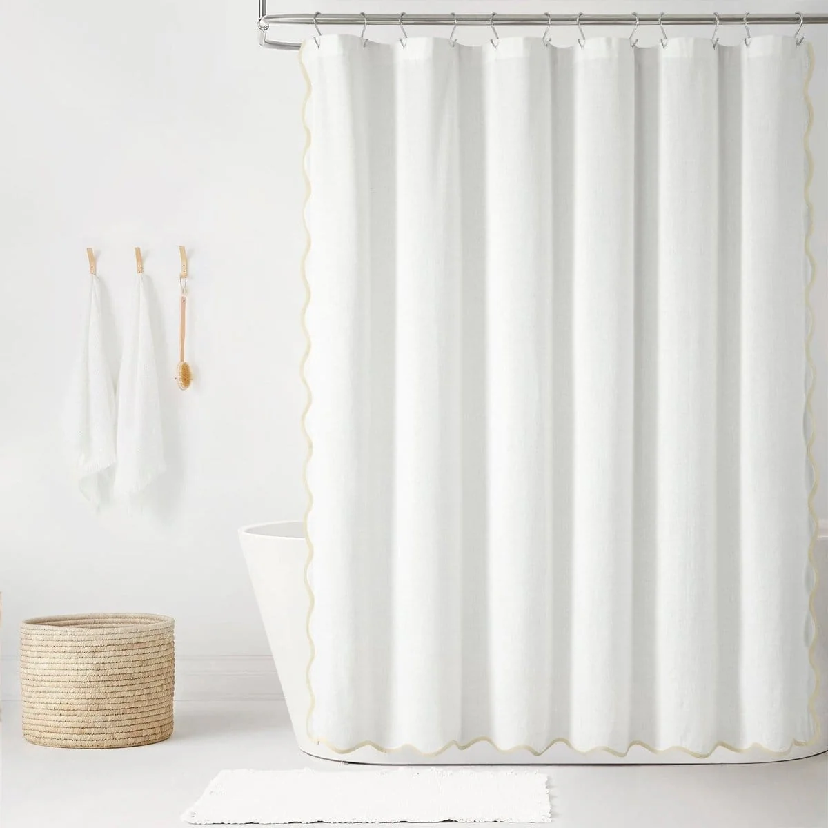 Coastal Chic Scalloped Edge Shower Curtain - Image 4