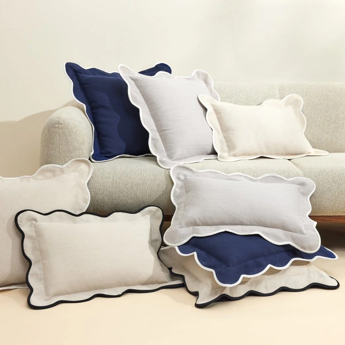 Coastal Chic Scalloped Edge Throw Pillow Cover - Image 23