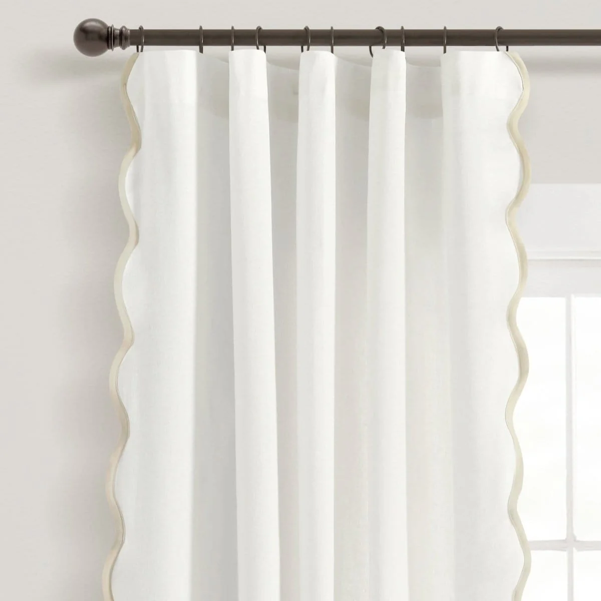 Coastal Chic Scalloped Edge Window Curtain Panel Set - Image 2