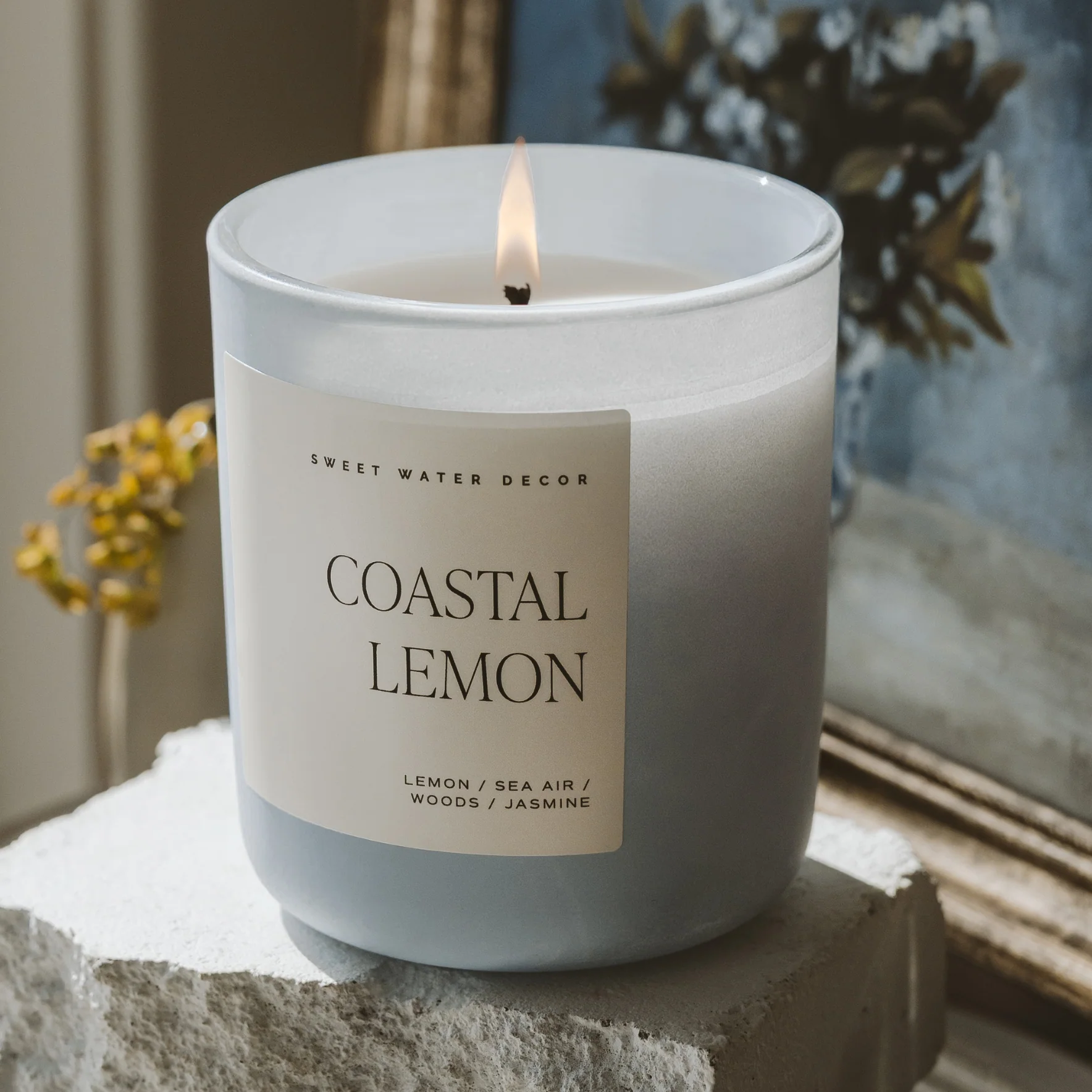 Coastal Lemon Soy Candle - Blue Matte Jar - 15 oz - Image 2