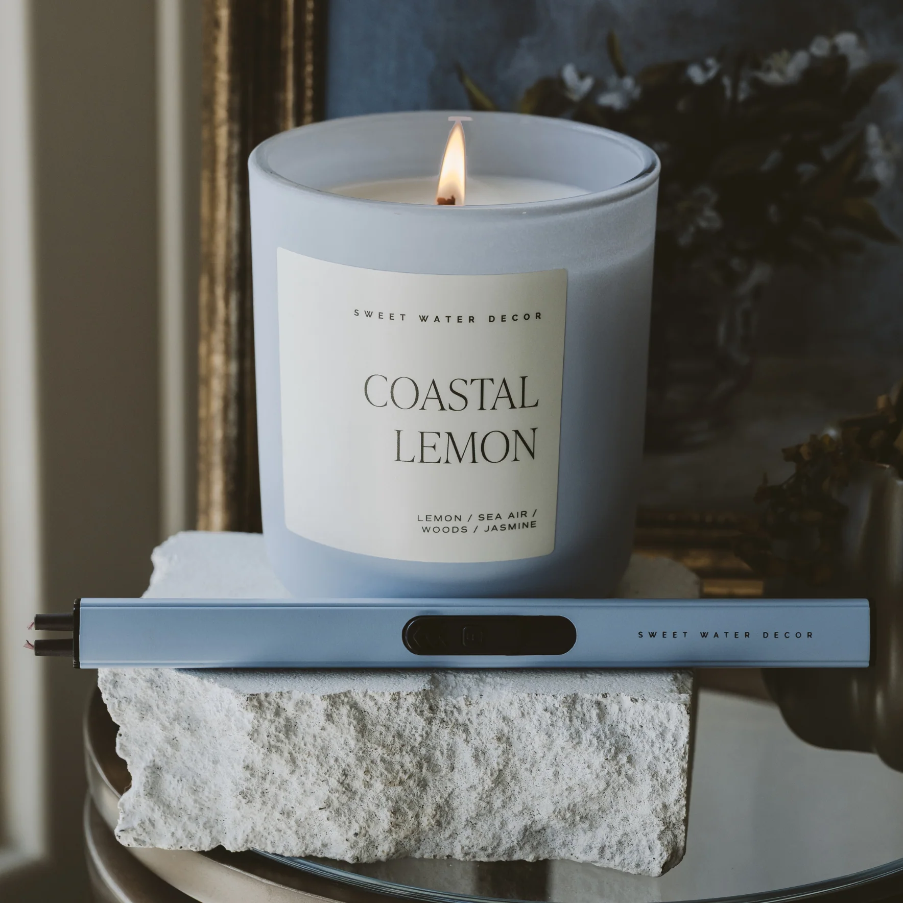 Coastal Lemon Soy Candle - Blue Matte Jar - 15 oz - Image 3