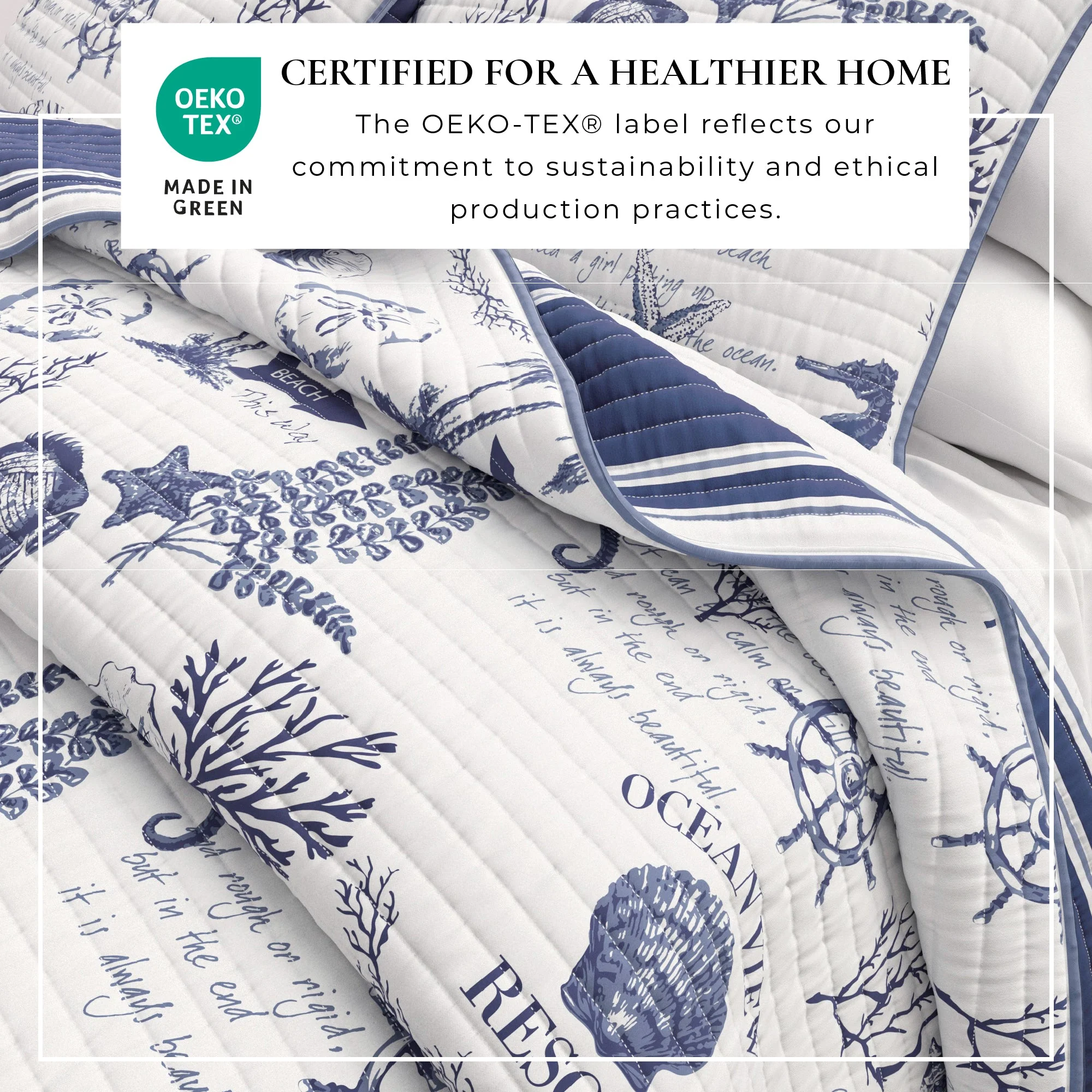 Coastal Printed Cotton Quilt Set - Calypso Collection - Image 5