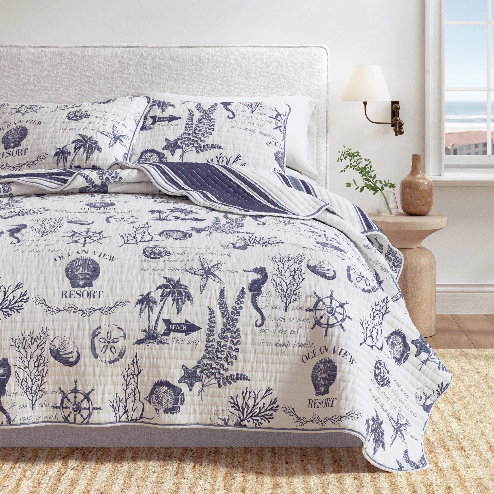 Coastal Printed Cotton Quilt Set - Calypso Collection - Image 6