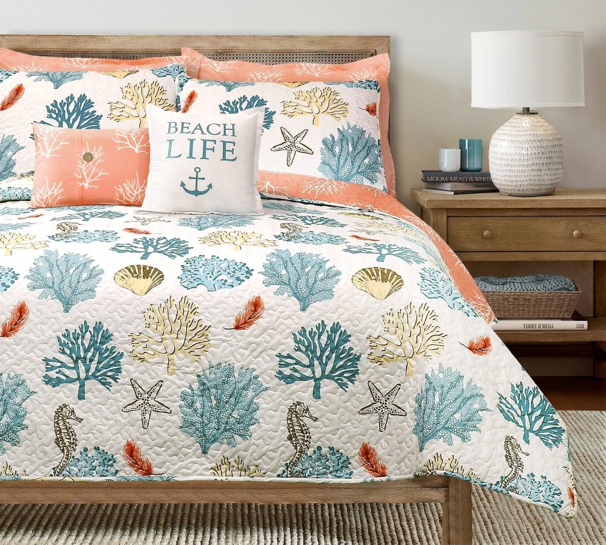 Coastal Reef Feather Reversible Quilt Set - Image 2