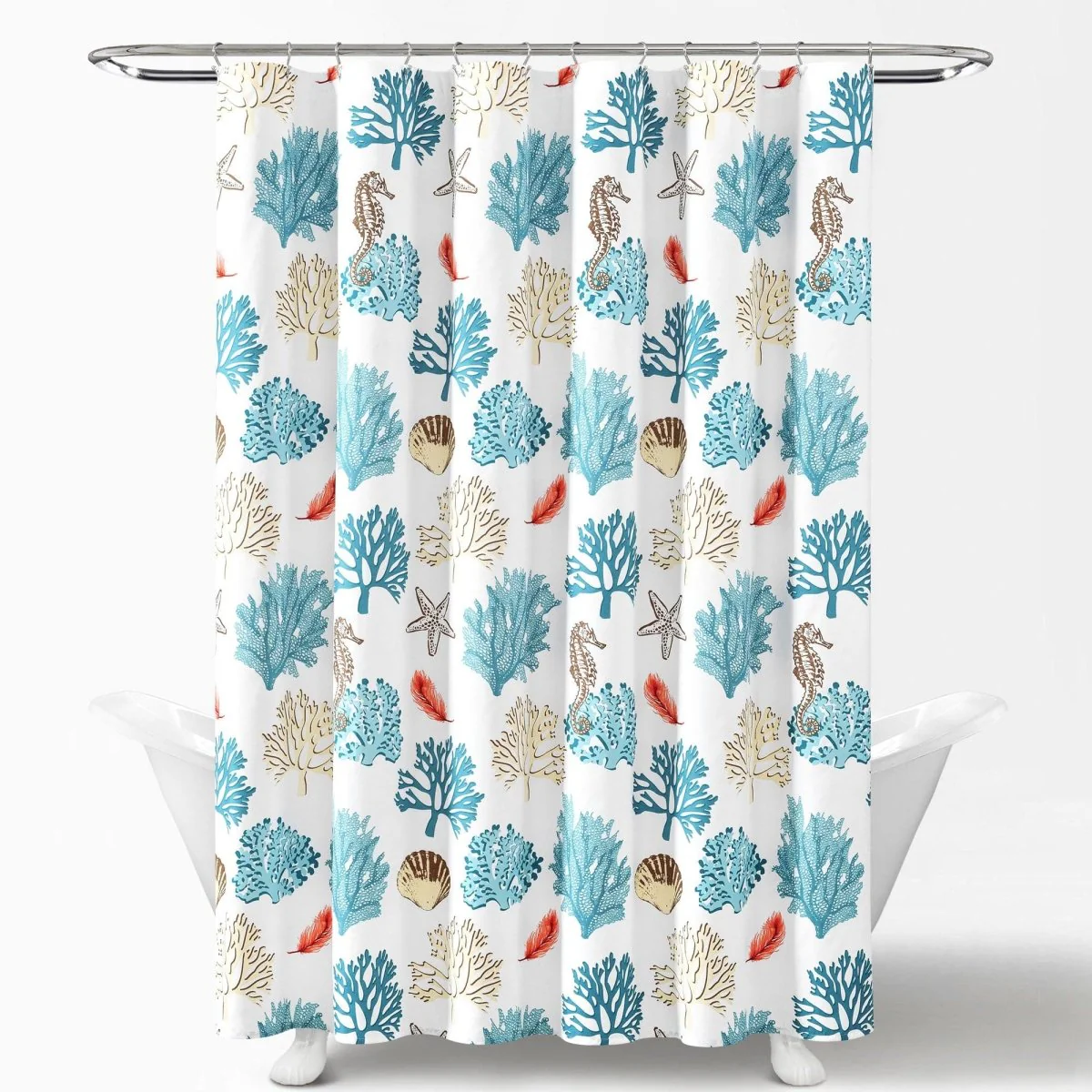 Coastal Reef Feather Shower Curtain - Image 2