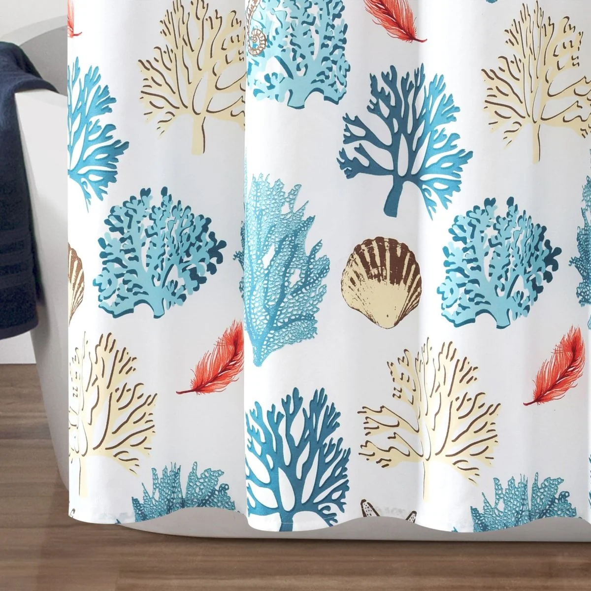 Coastal Reef Feather Shower Curtain - Image 4