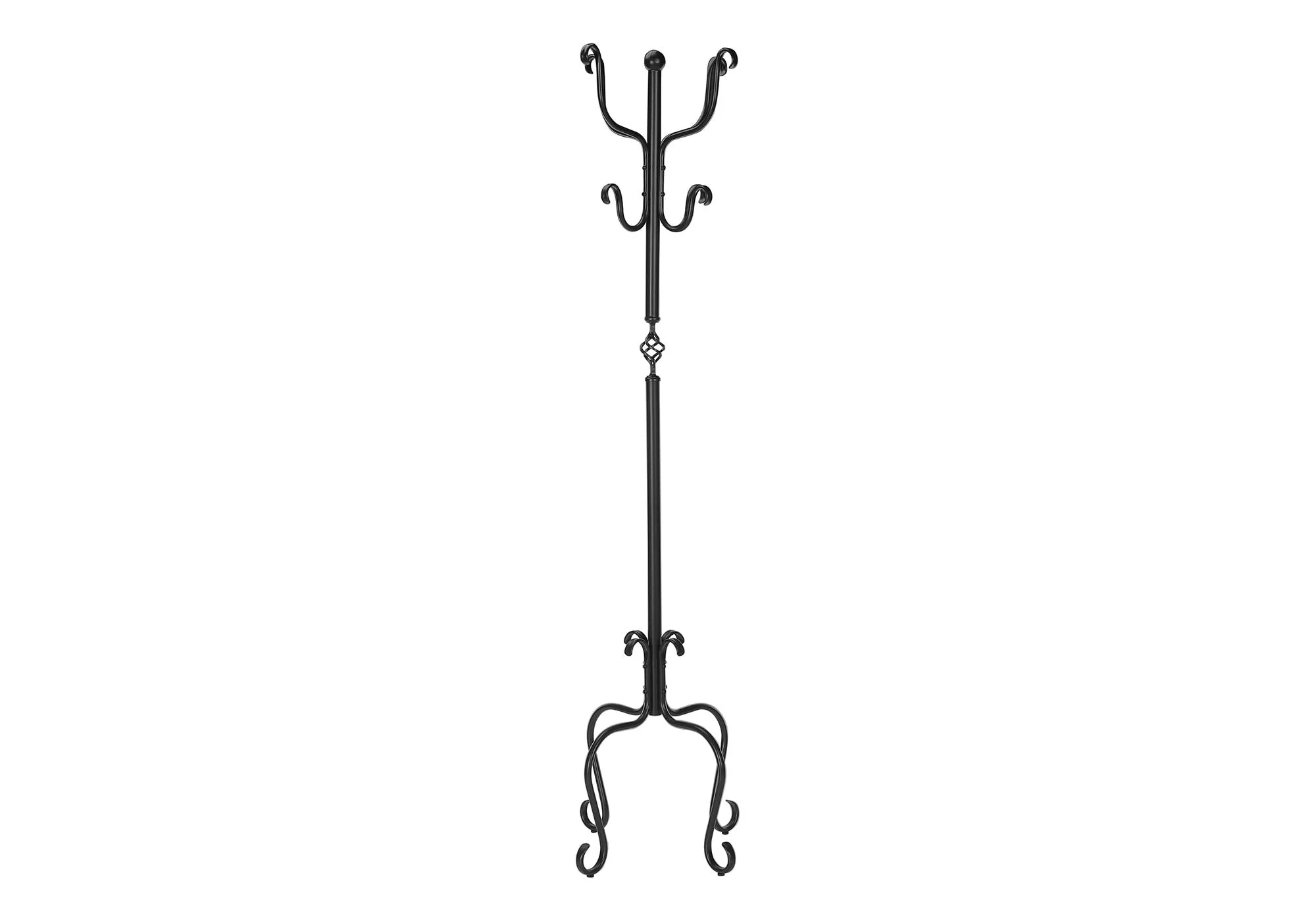 Coat Rack, Hall Tree, Free Standing, 8 Hooks, Entryway, Transitional - Black - Image 2