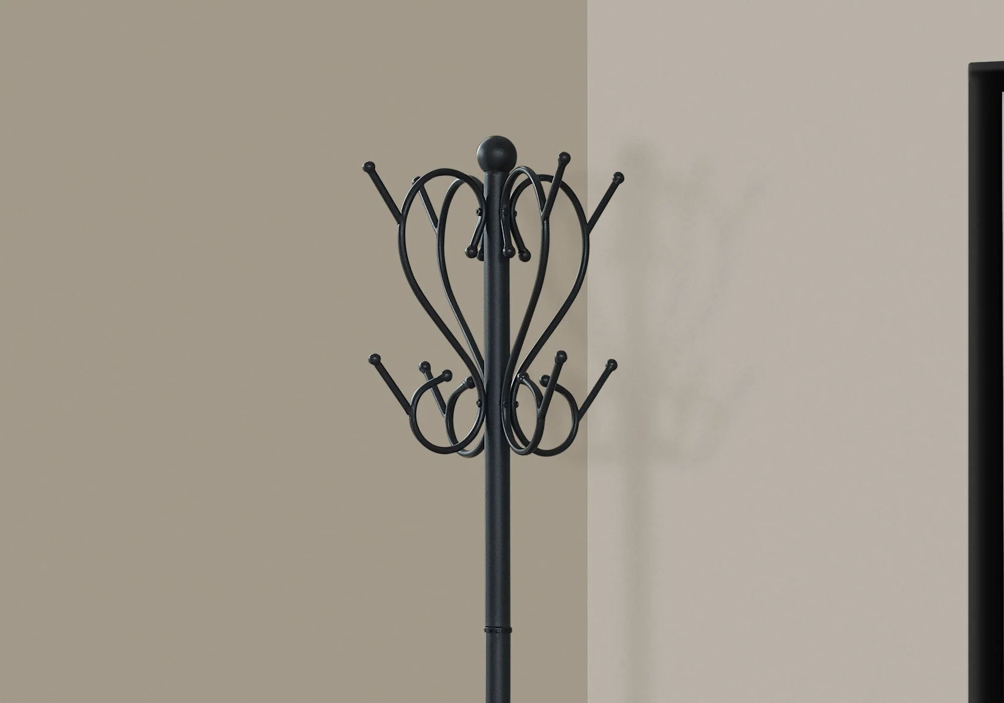 Coat Rack, Hall Tree, Free Standing, 8 Hooks, Entryway, Umbrella Holder, Transitional - Black - Image 3