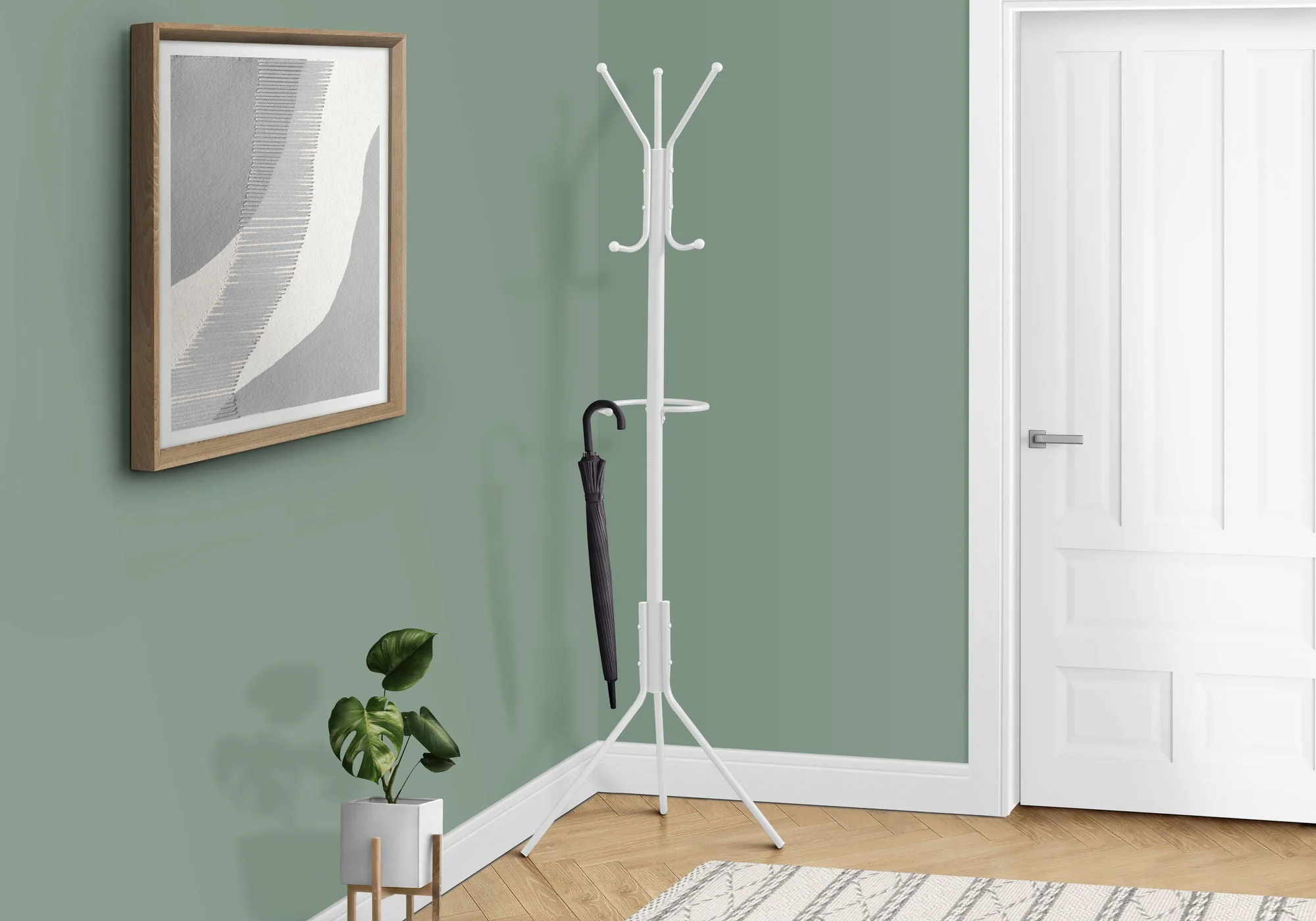 Coat Rack, Hall Tree, Free Standing, Hanging Bar, 6 Hooks, Entryway, Contemporary & Modern - Image 2