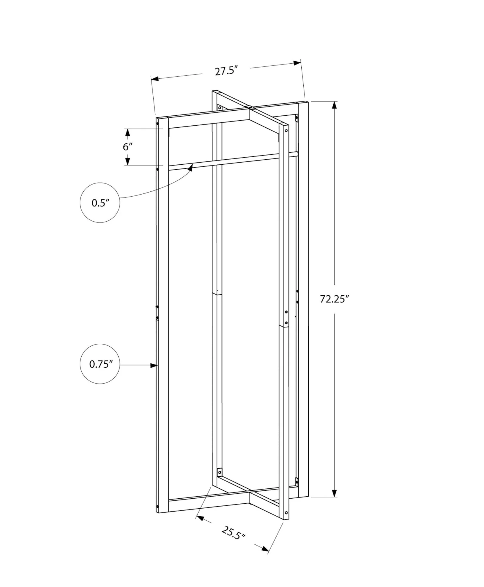 Coat Rack Hall Tree Free Standing Hanging Bar Entryway White - Image 2