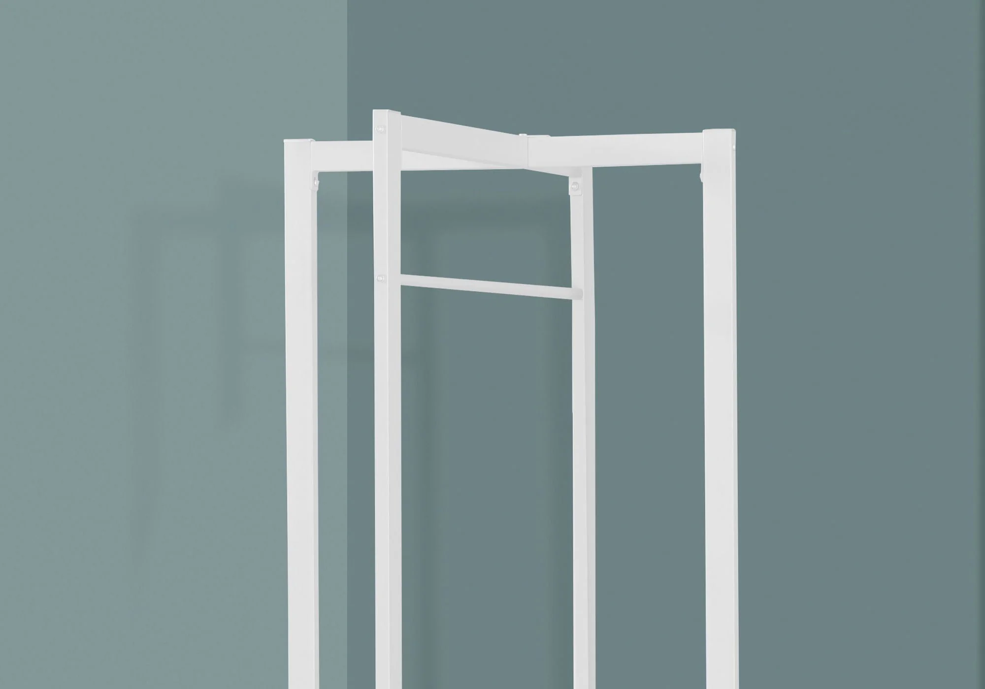 Coat Rack Hall Tree Free Standing Hanging Bar Entryway White - Image 4