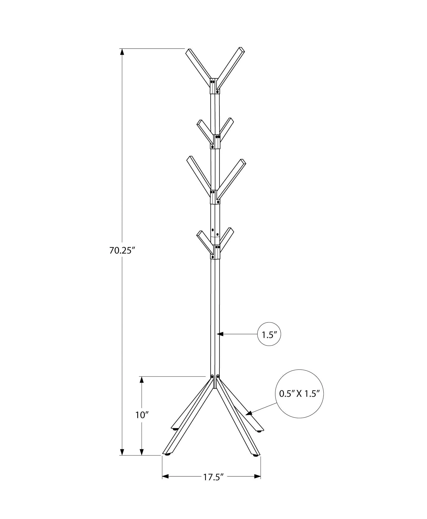 Coat Rack, Hall Tree, Freestanding, 8 Hooks, Entryway, Contemporary & Modern - Image 12