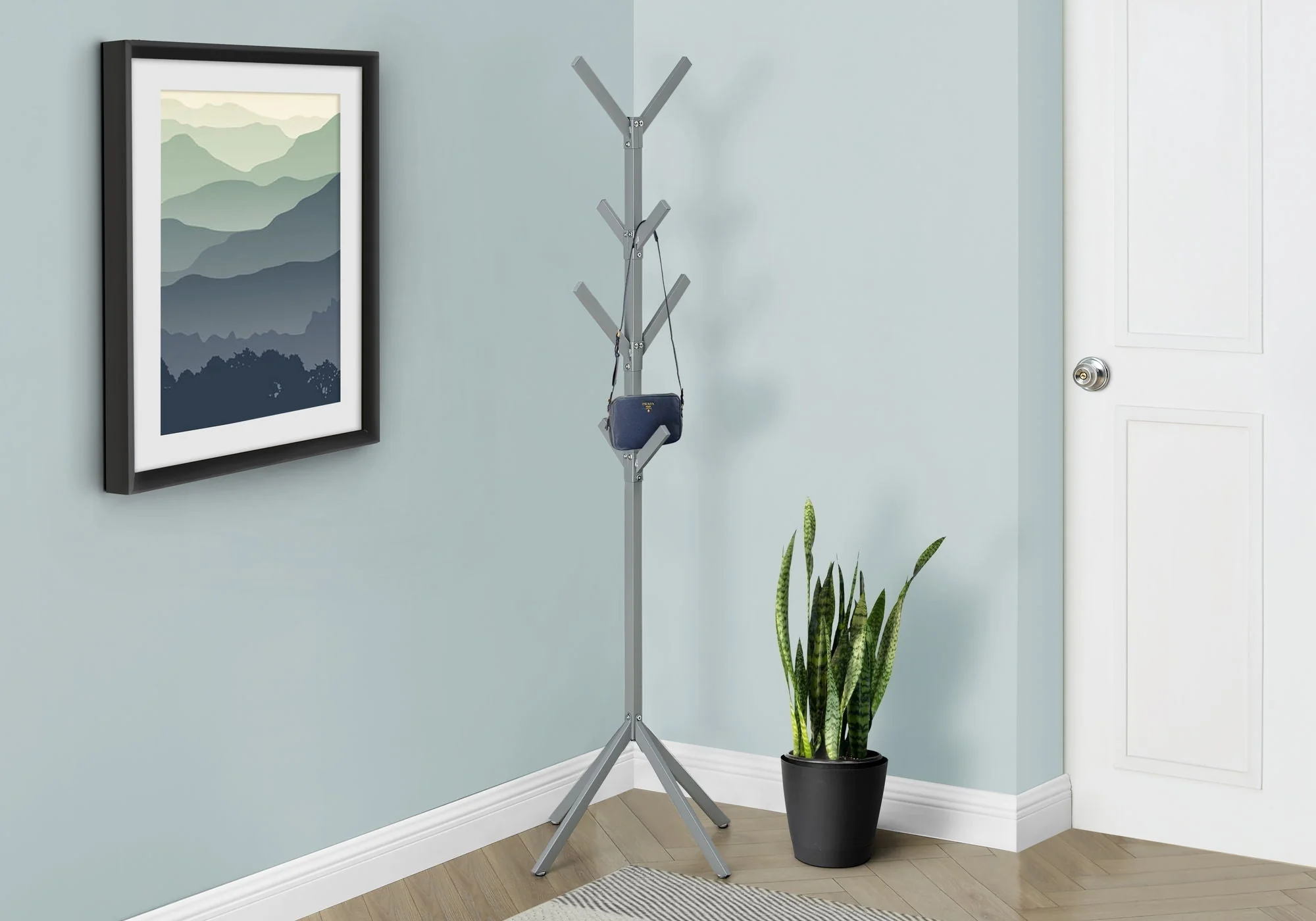 Coat Rack, Hall Tree, Freestanding, 8 Hooks, Entryway, Contemporary & Modern - Image 2