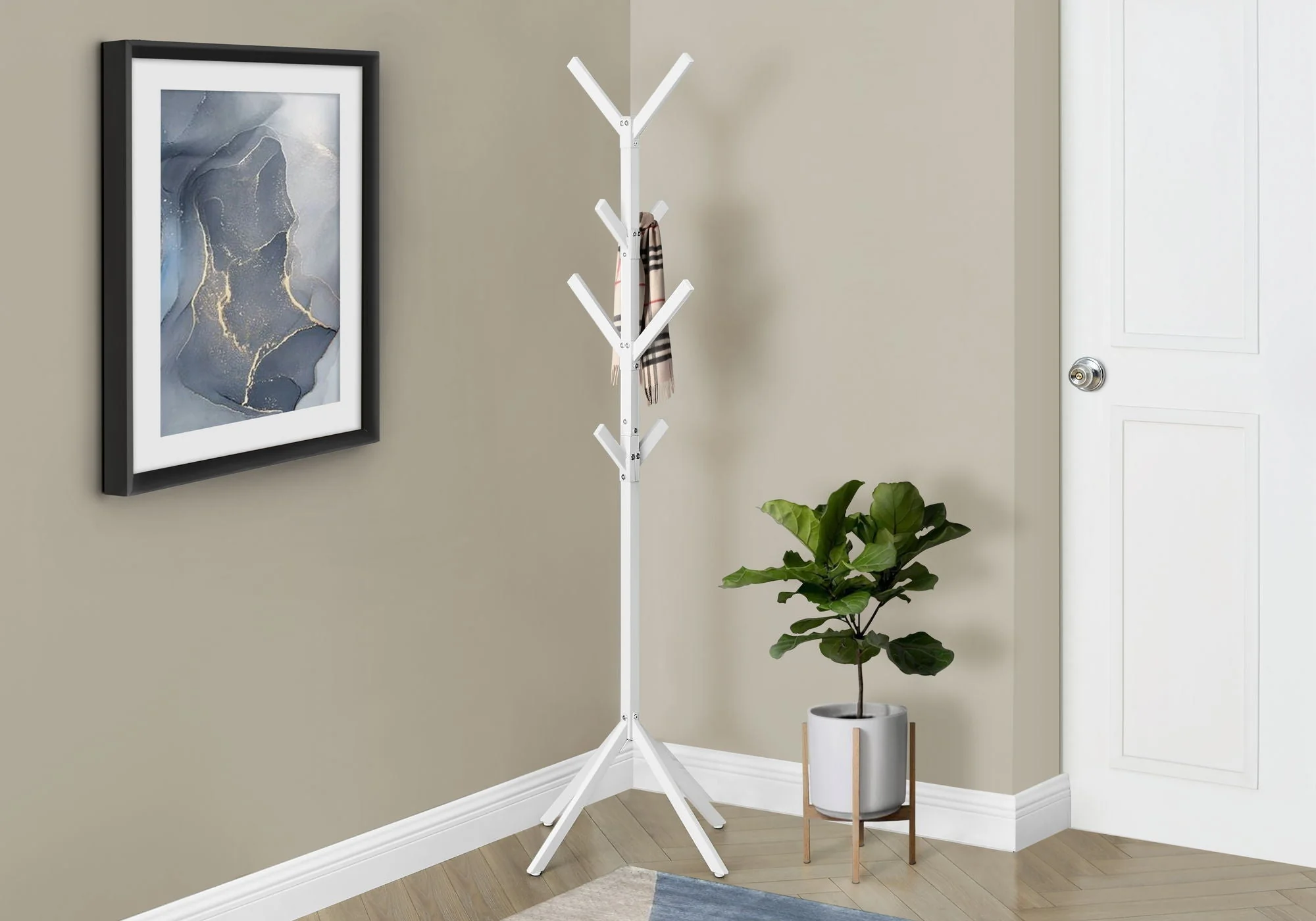 Coat Rack, Hall Tree, Freestanding, 8 Hooks, Entryway, Contemporary & Modern - Image 3