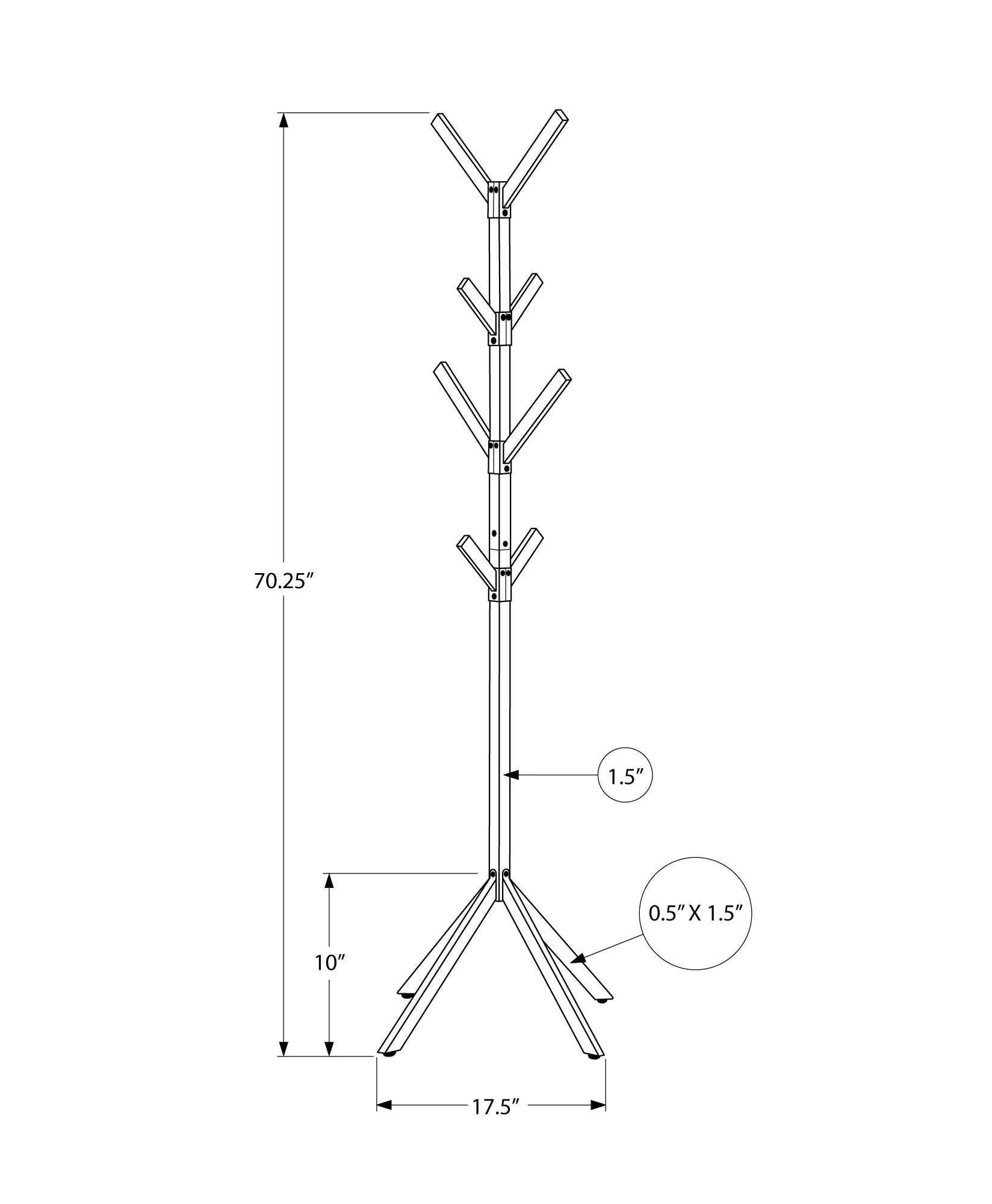 Coat Rack, Hall Tree, Freestanding, 8 Hooks, Entryway, Contemporary & Modern - Image 4