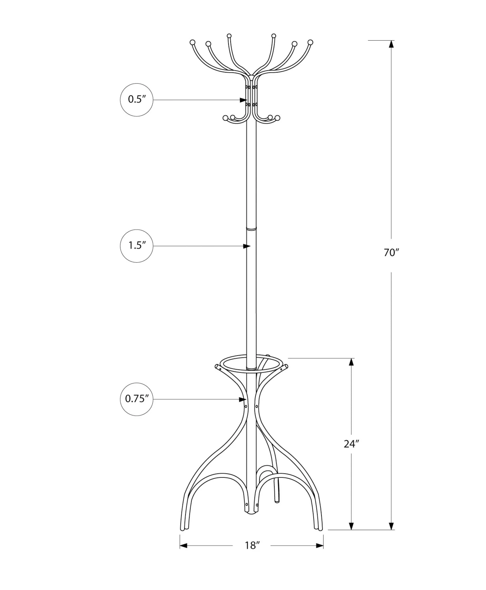 Coat Rack Hall Tree with 12 Hooks and Umbrella Holder - Image 5