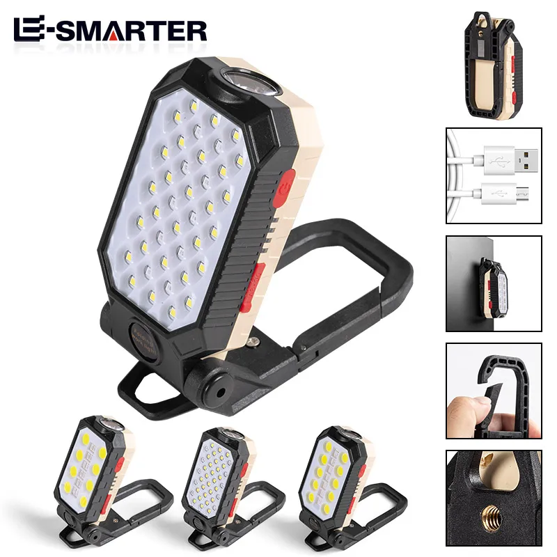 COB Portable Work Light USB Rechargeable Emergency Repair Flashlight Lamp - Image 2