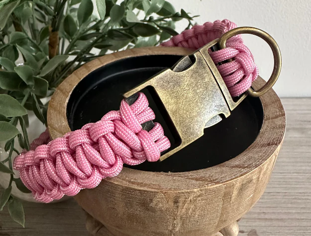 Cobra Braid in Pink & White Stripes - Handmade Dog Collar - Image 11