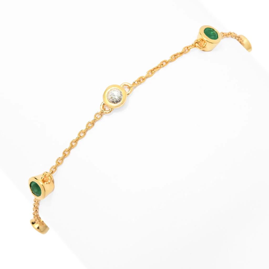 Cocci Collection 1.08ctw Brazilian Sakota Emerald & Zircon Station Bracelet - Image 3