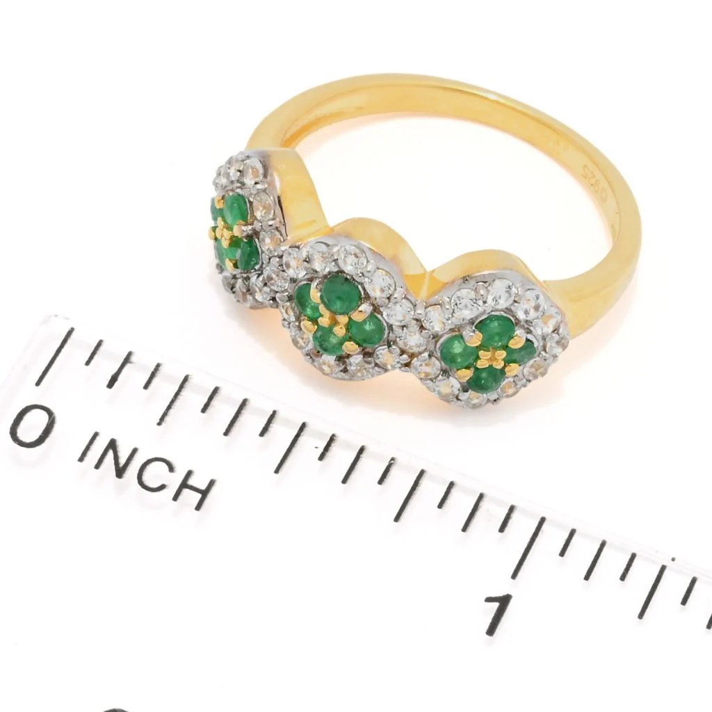 Cocci Collection 1.16ctw Brazilian Sakota Emerald & Zircon Cluster Ring - Image 2