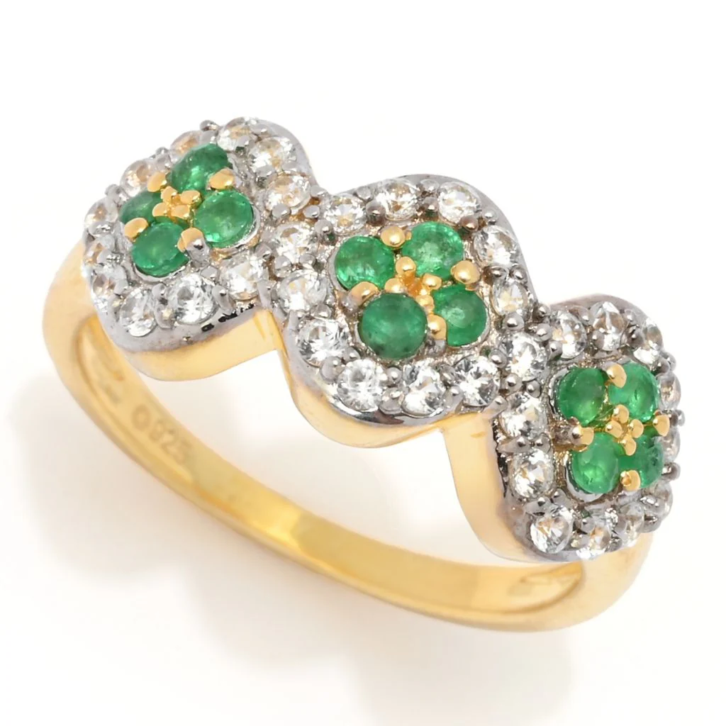 Cocci Collection 1.16ctw Brazilian Sakota Emerald & Zircon Cluster Ring - Image 6