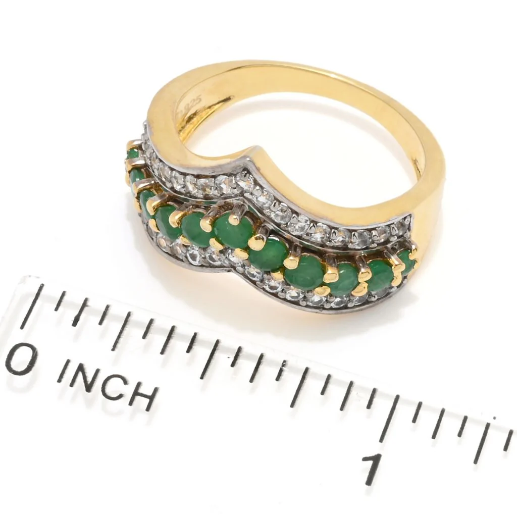 Cocci Collection 1.23ctw Brazilian Sakota Emerald & Zircon Chevron Ring - Image 2
