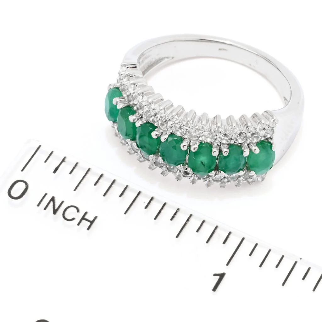 Cocci Collection Platinum Plated 1.65ctw Brazilian Sakota Emerald & Zircon Ring - Image 2