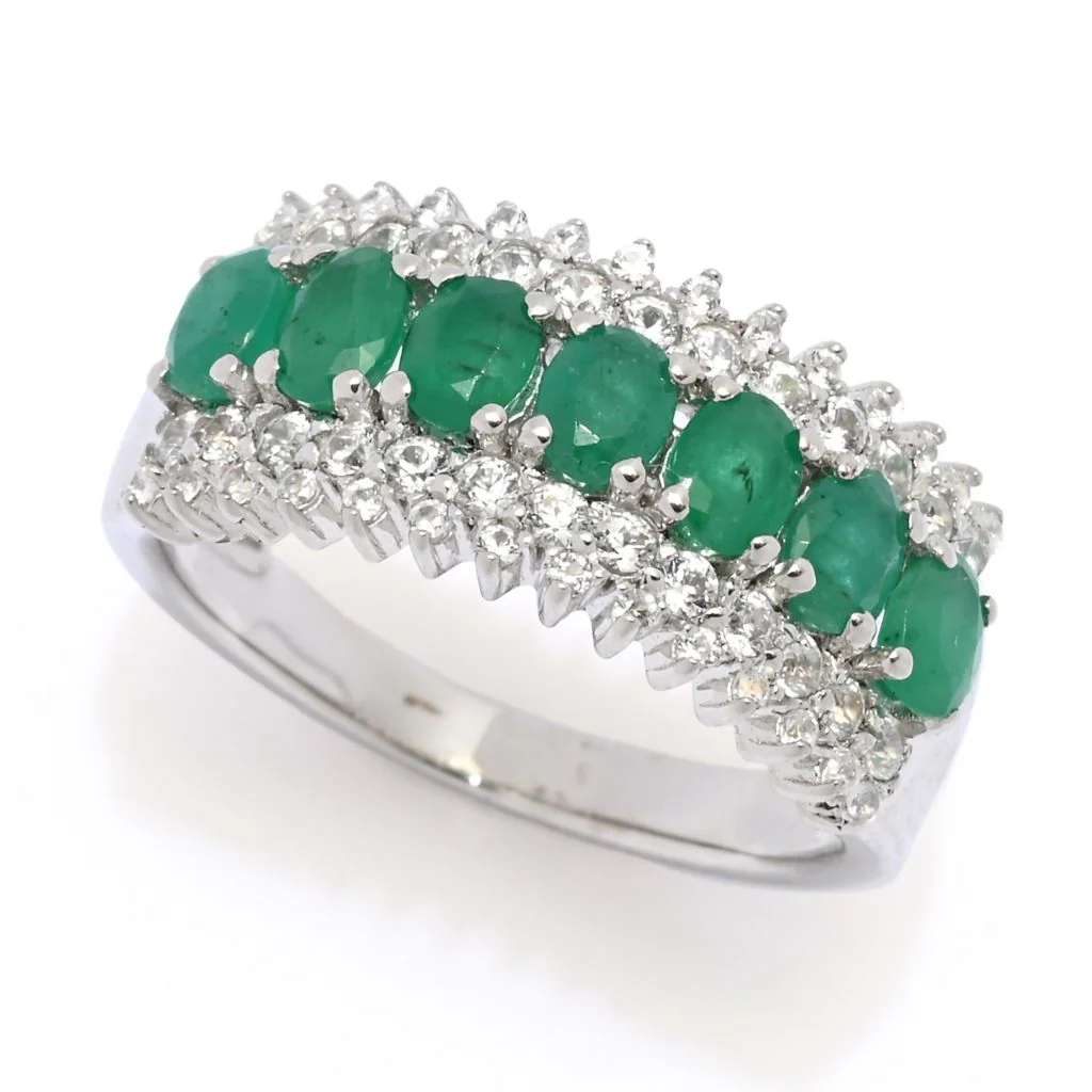 Cocci Collection Platinum Plated 1.65ctw Brazilian Sakota Emerald & Zircon Ring - Image 5