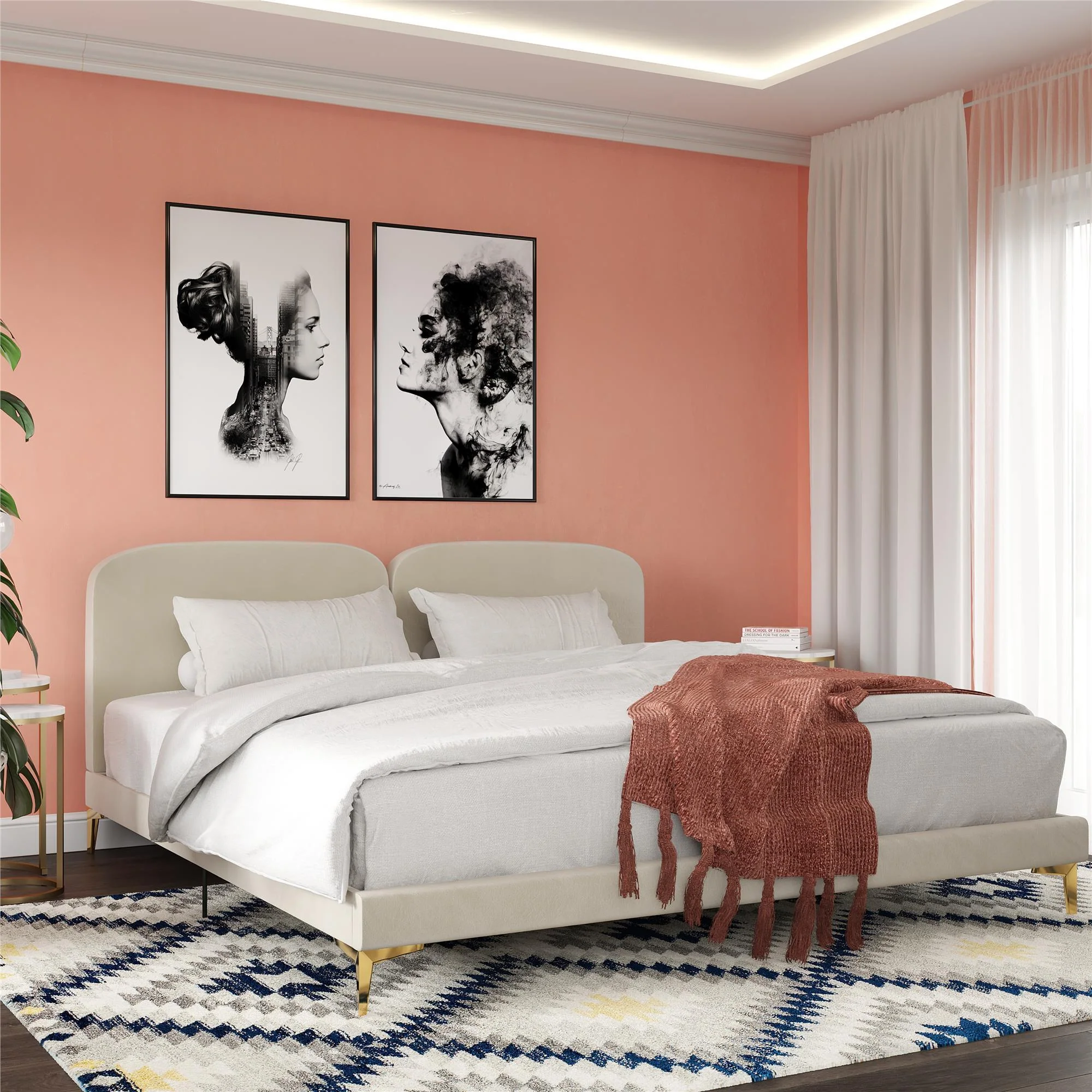 Coco - King Size Upholstered Bed - Ivory - Image 3