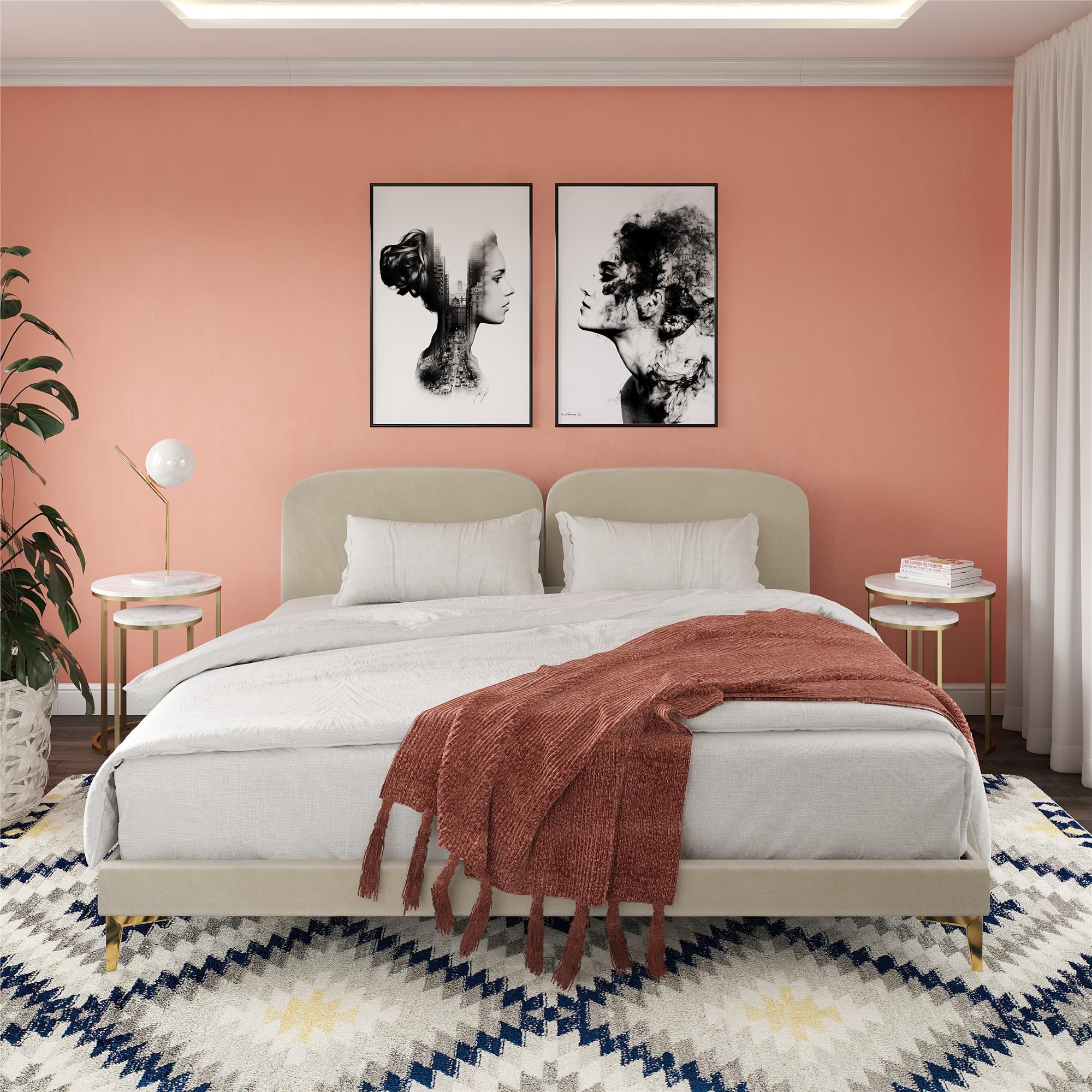 Coco - King Size Upholstered Bed - Ivory - Image 4