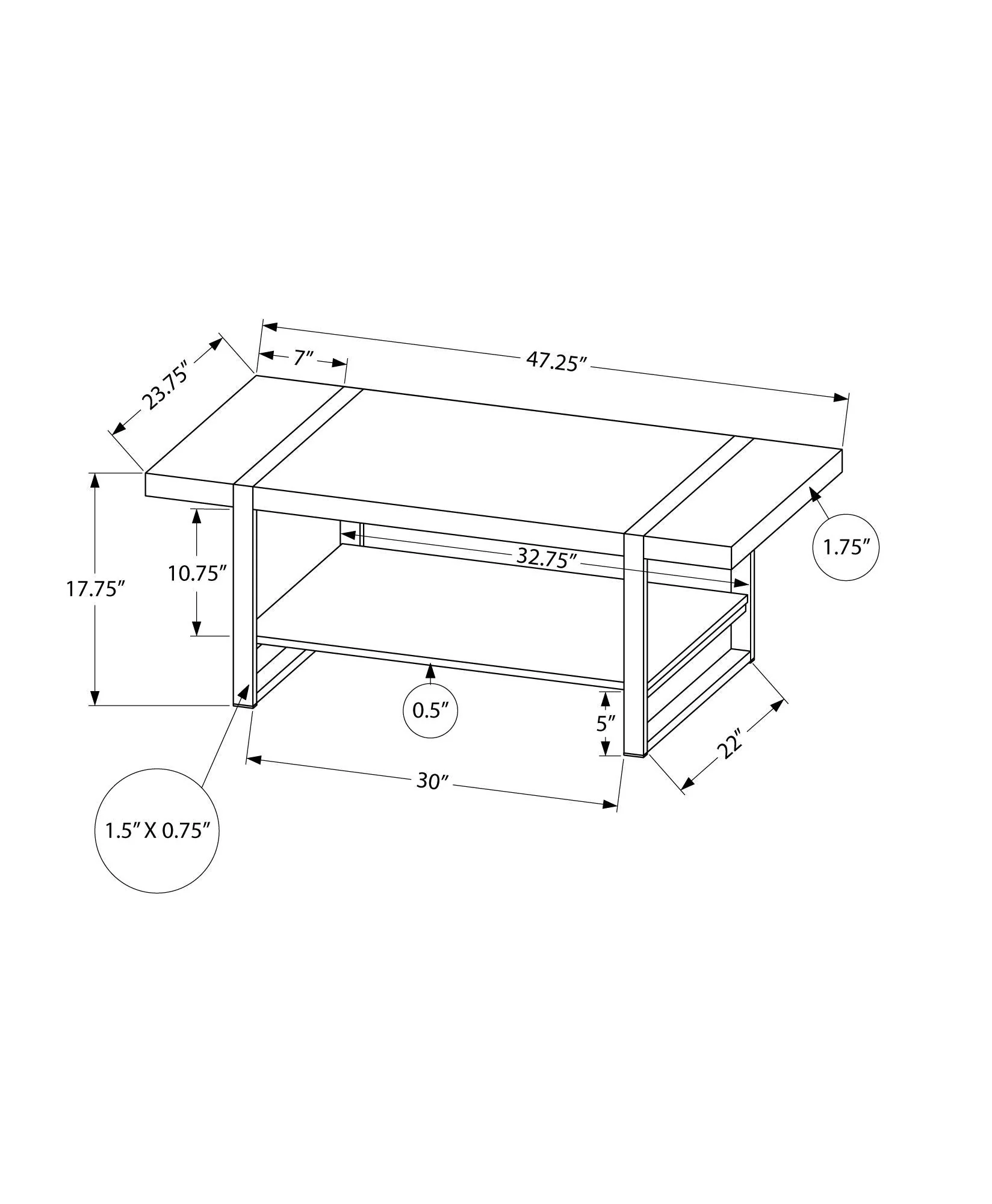 Coffee Table, Accent, Cocktail, Rectangular, Living Room, Contemporary, Modern - Image 6