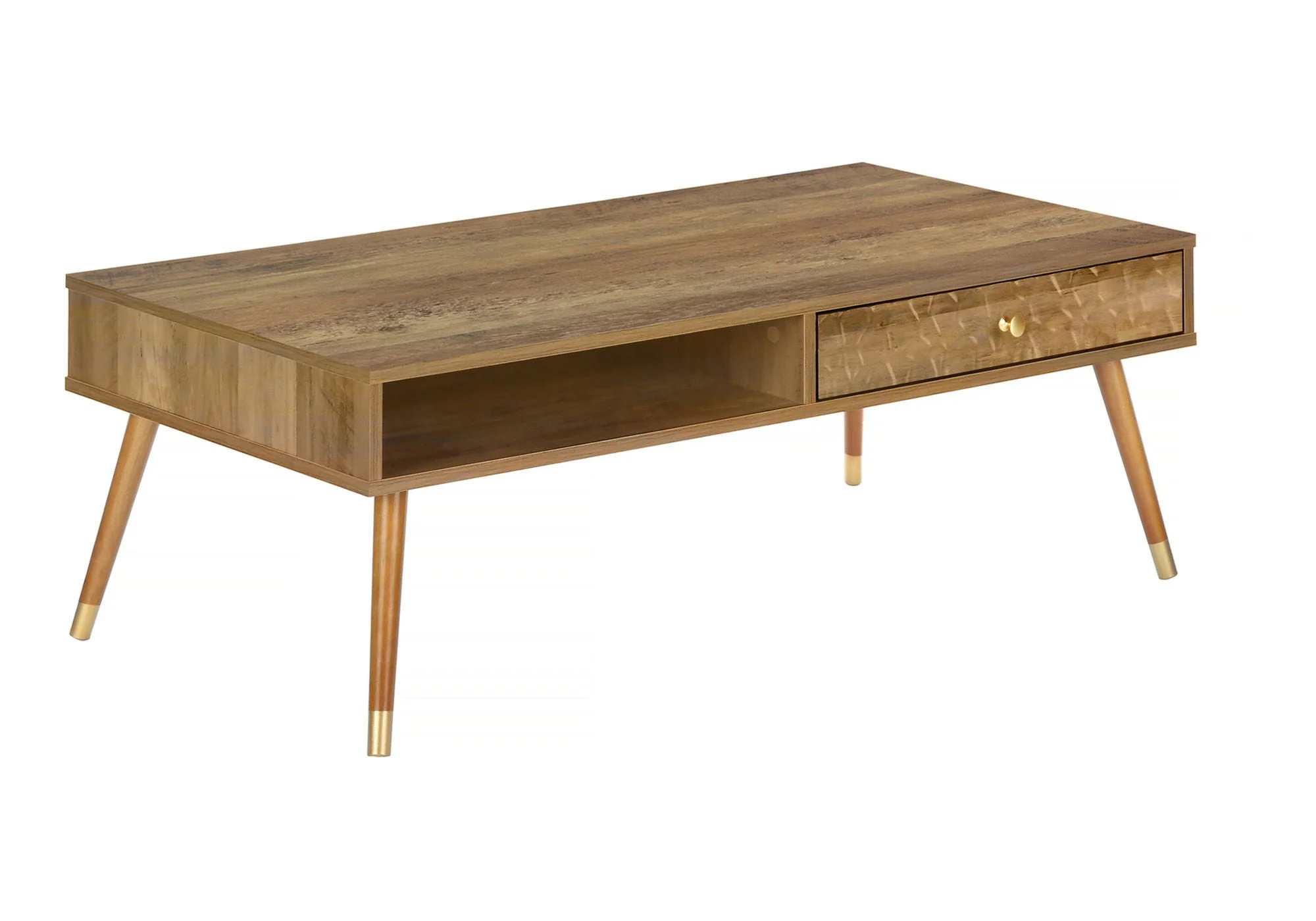 Coffee Table, Accent, Cocktail, Rectangular, Storage, Living Room, Wood Legs, Mid Century - Walnut - Image 4