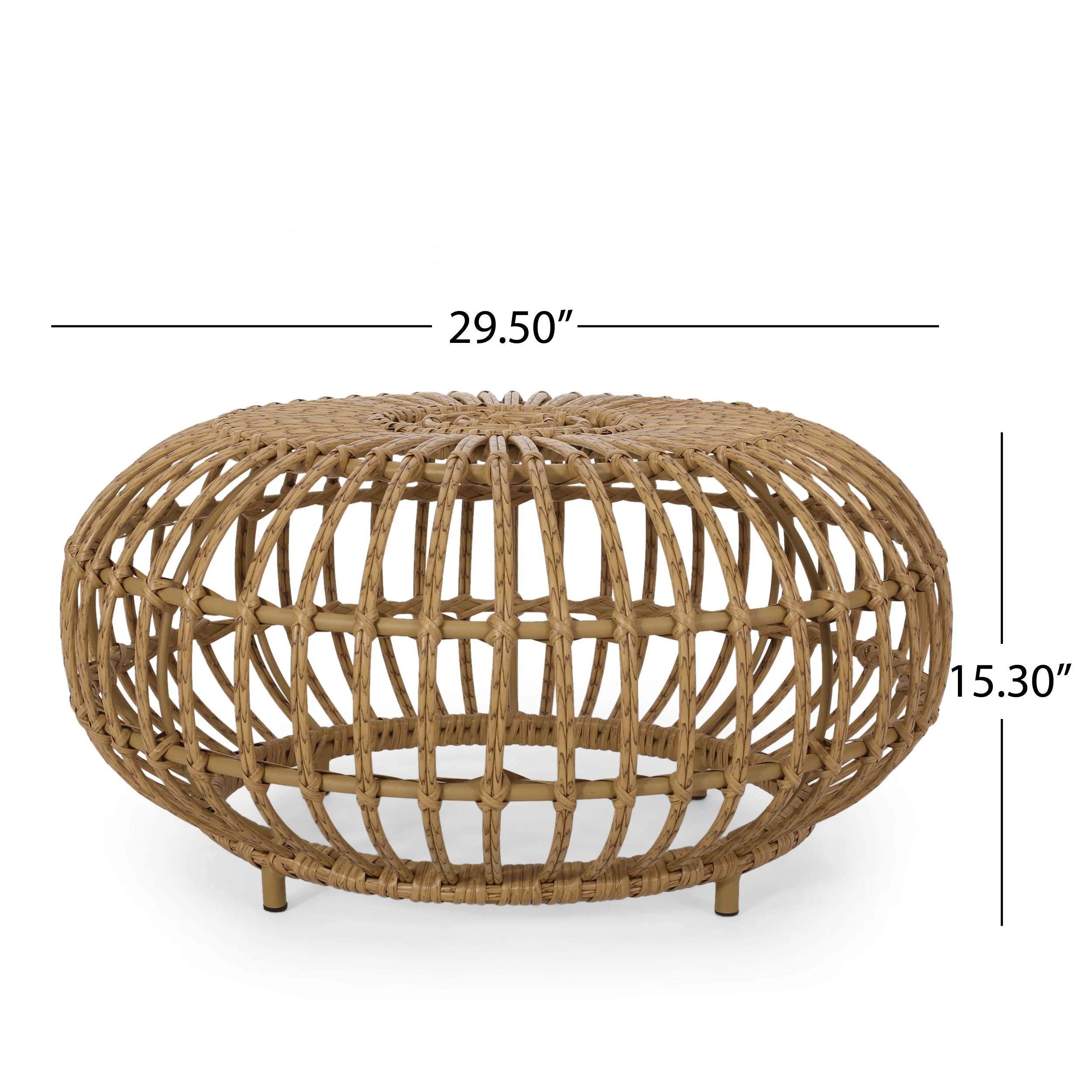 Coffee Table - Bohemian Faux Rattan Weave Accent Table - Image 3