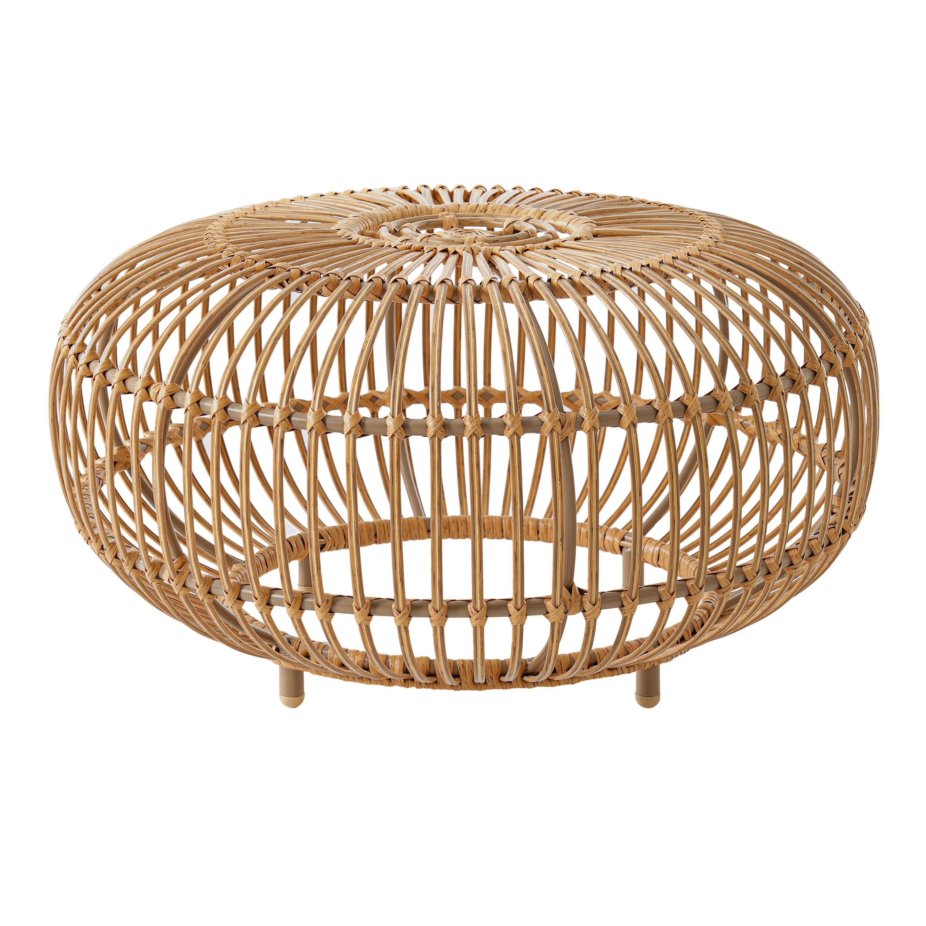 Coffee Table - Bohemian Faux Rattan Weave Accent Table - Image 5